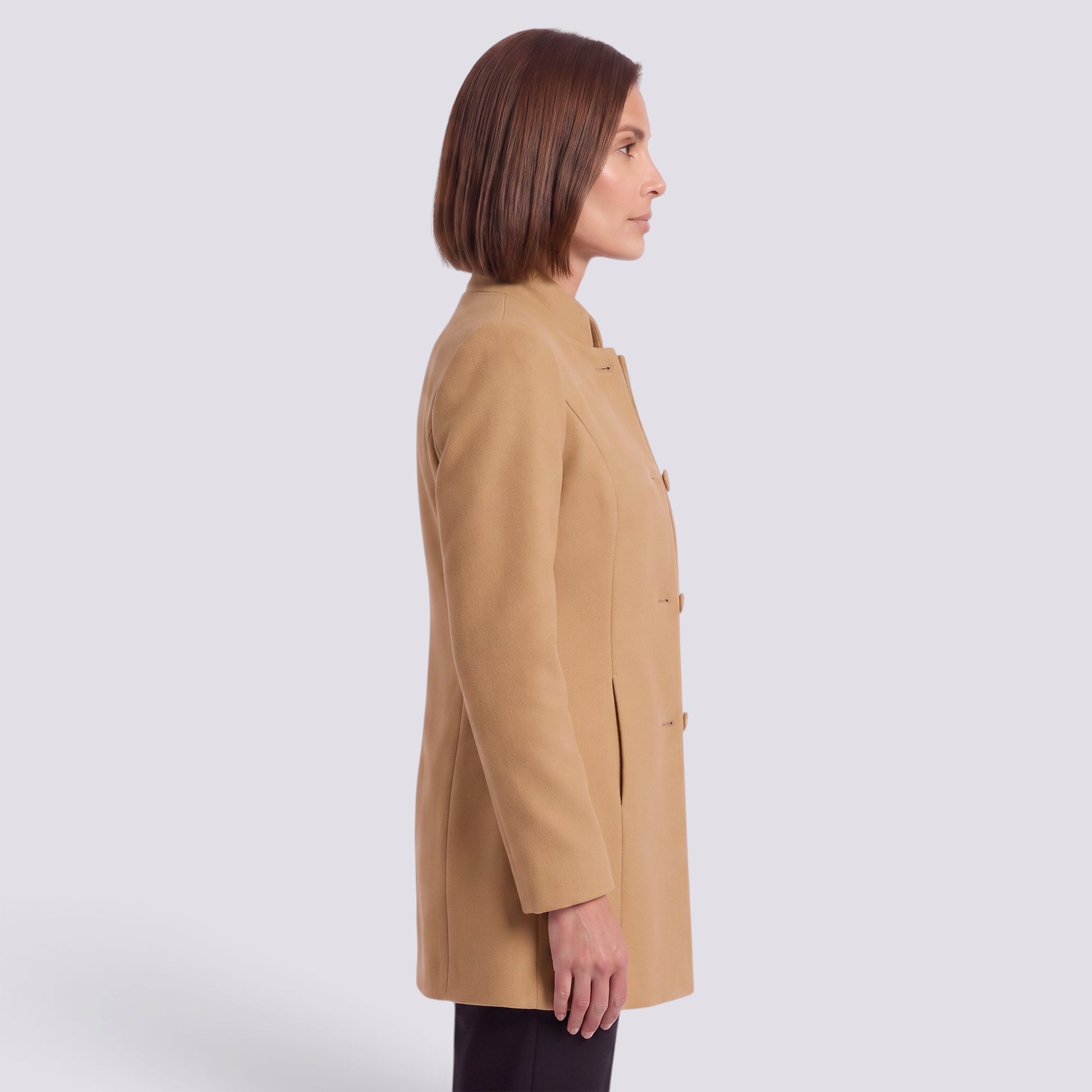 Abrigo Mujer Cruzado Entallado Elegante Bolsillos