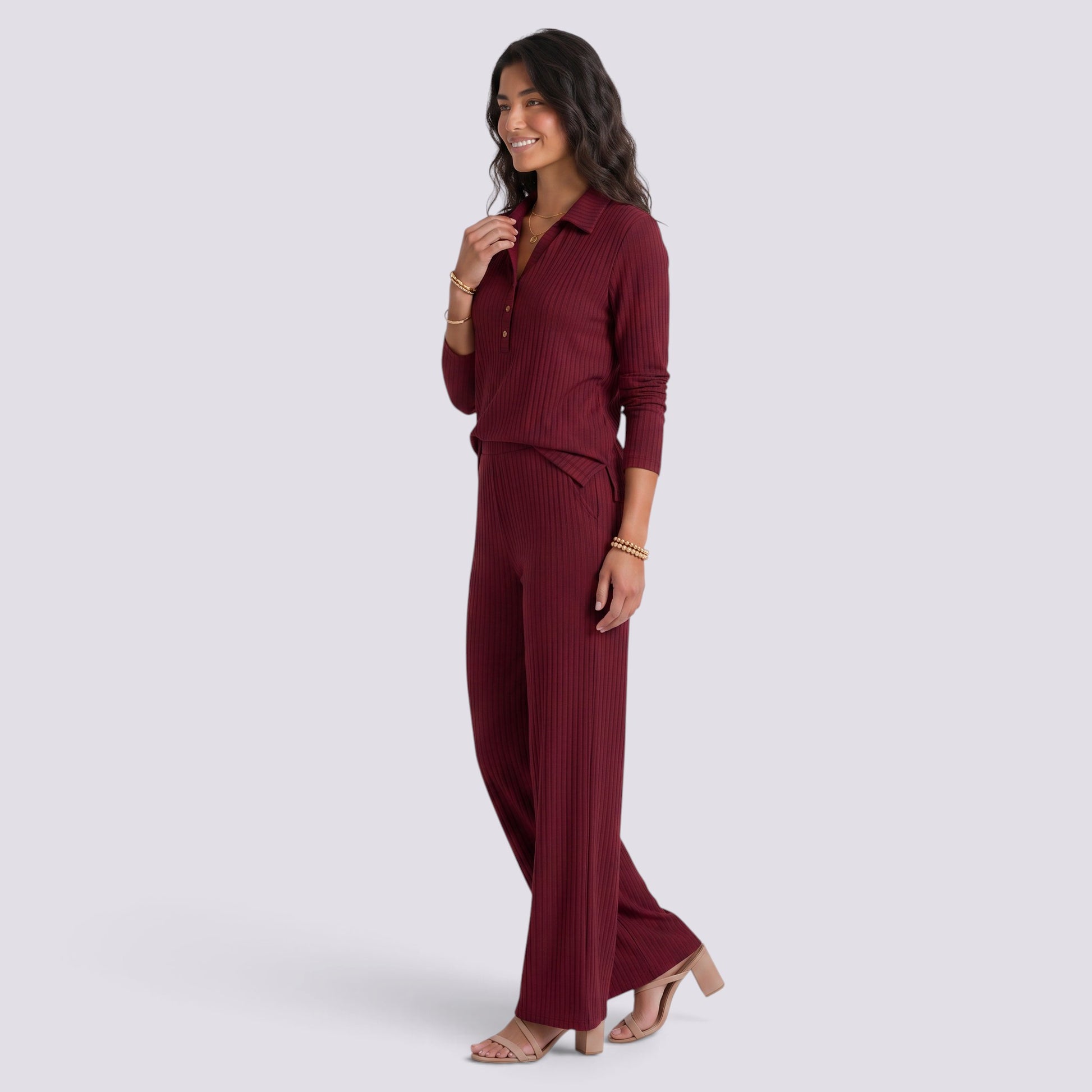 Conjunto Mujer Camisa y Pantalón Ancho