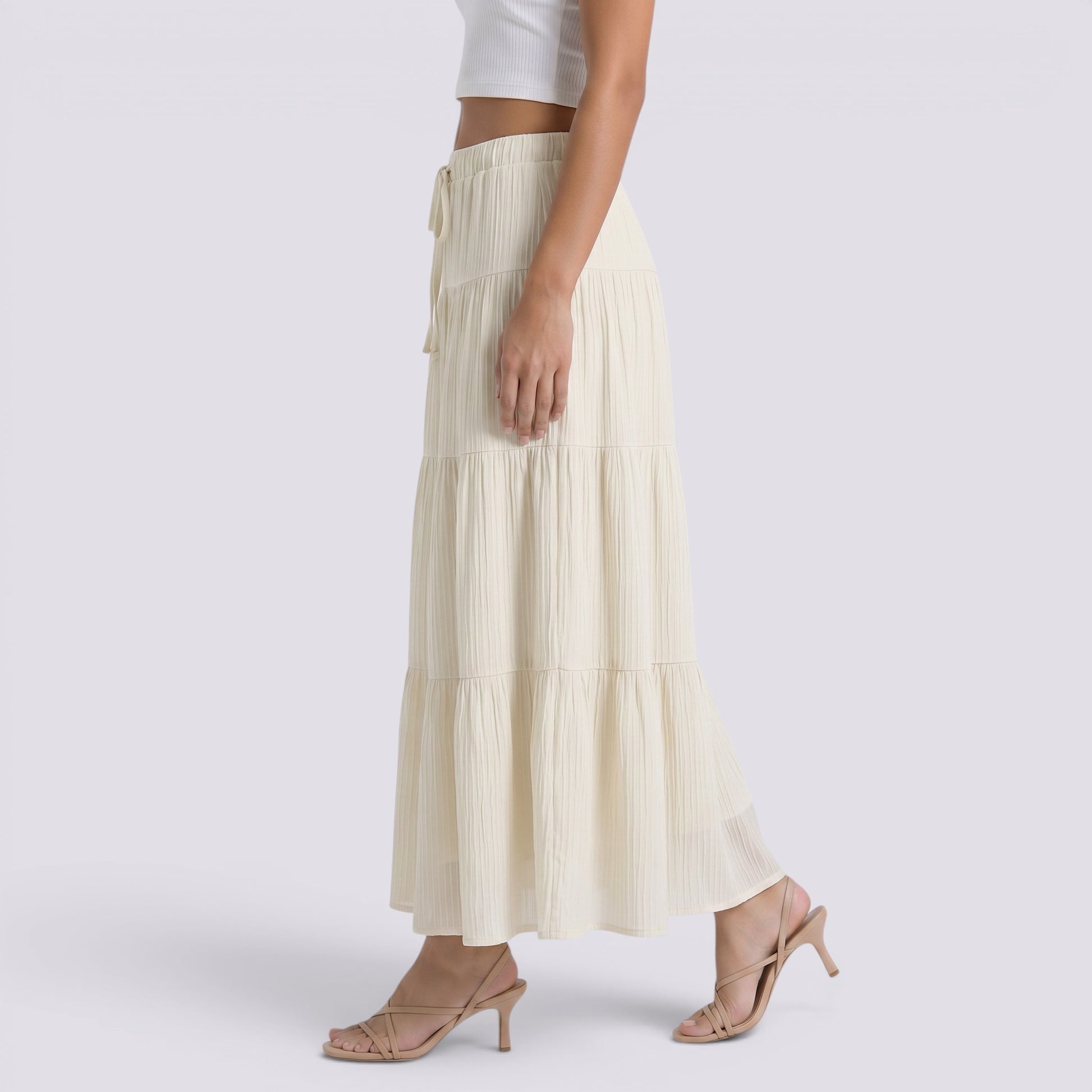 Falda Midi Mujer Cintura Alta Elegante Verano