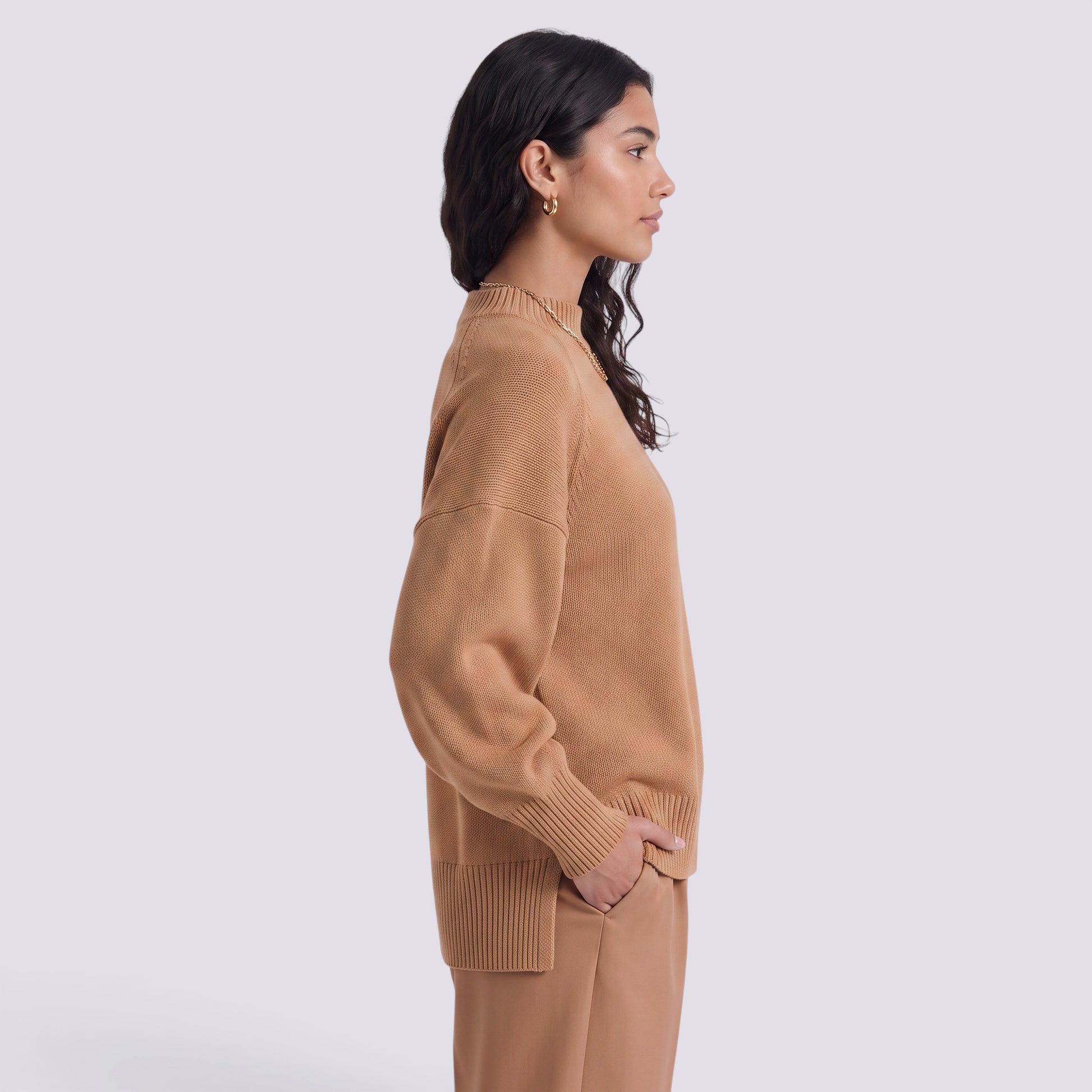 Jersey Mujer de Punto Grueso Cuello Redondo