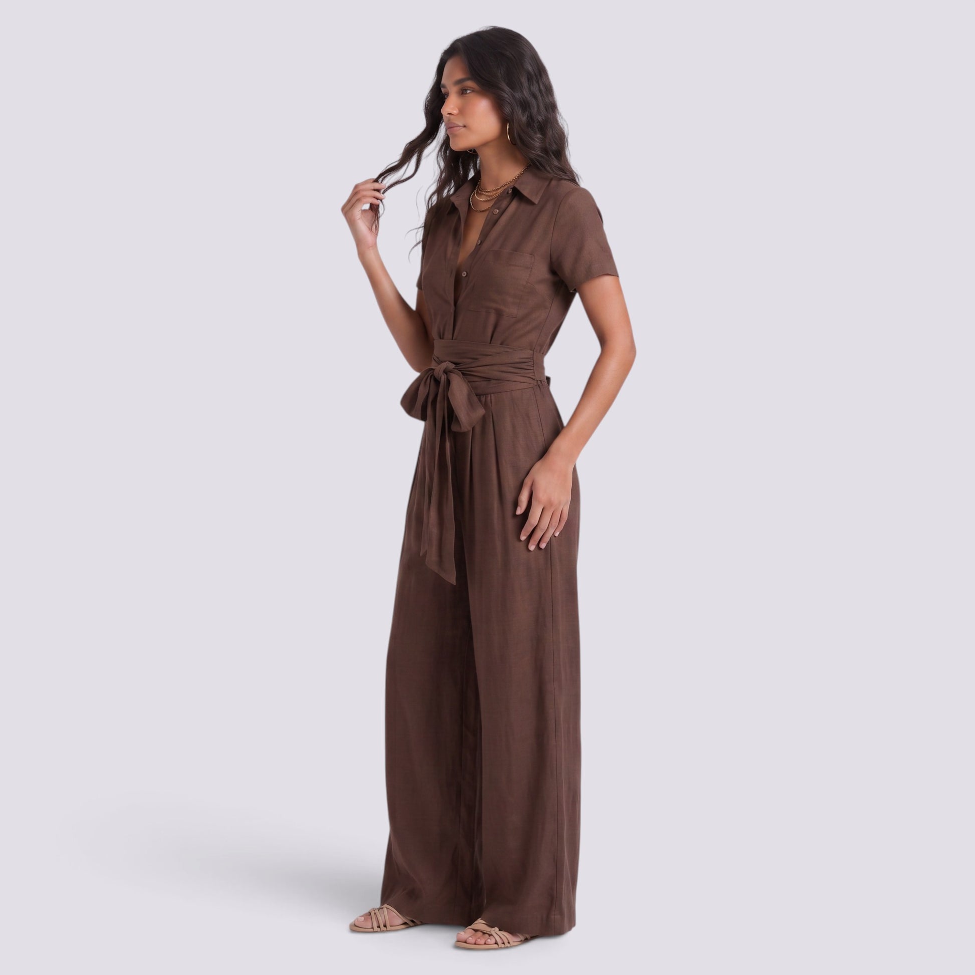 Conjunto Mujer Camisa Pantalón Cintura Alta Mujer Palazzo