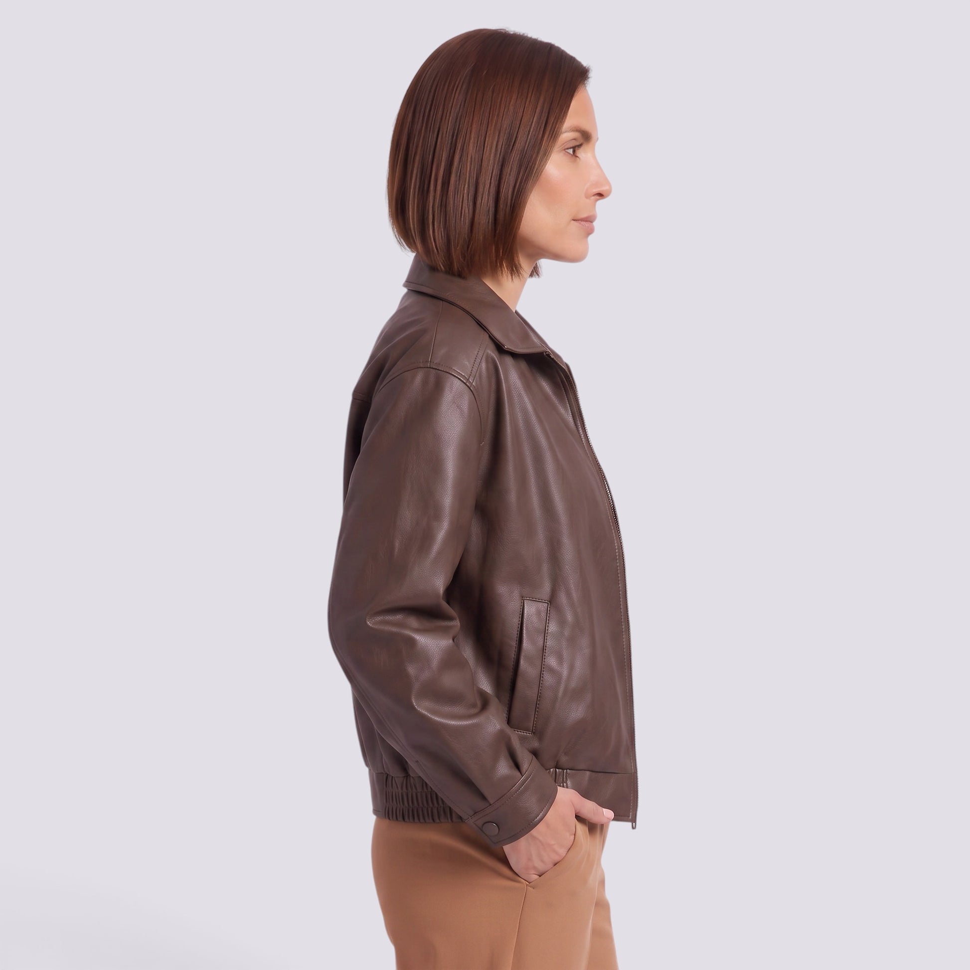 Chaqueta Mujer Motera Oversize con Cinturón Solapa