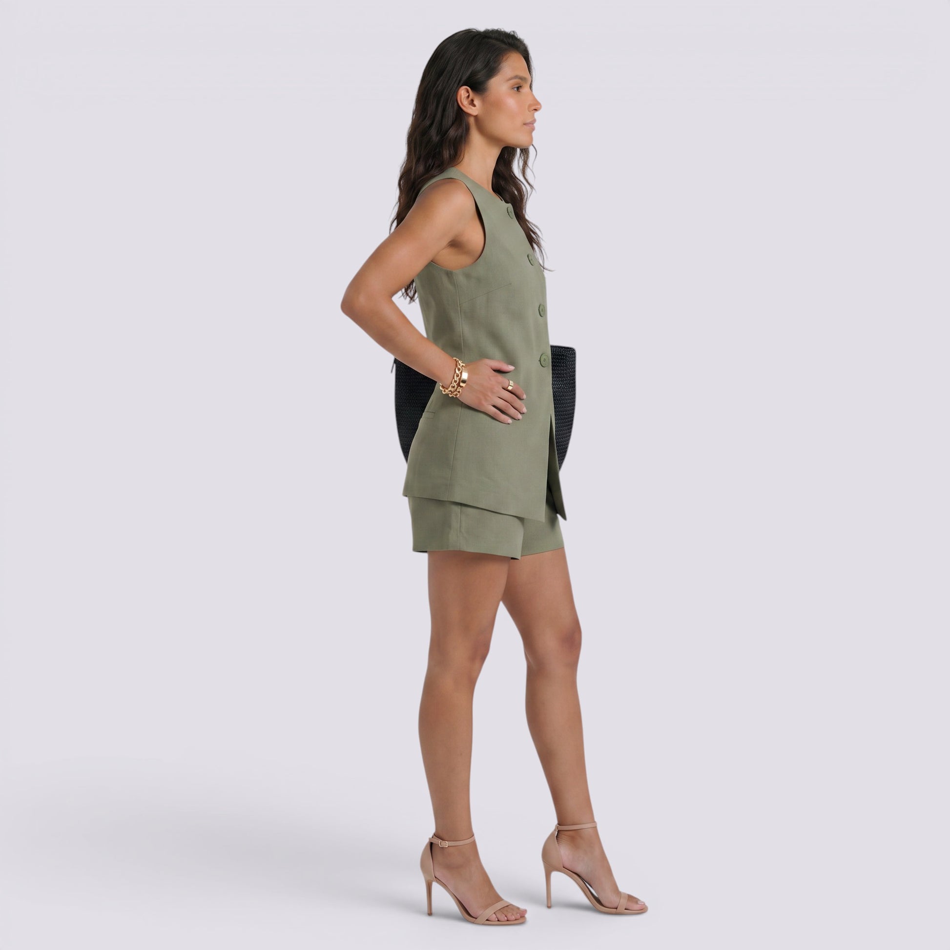 Conjunto Chaleco y Shorts Mujer Elegante