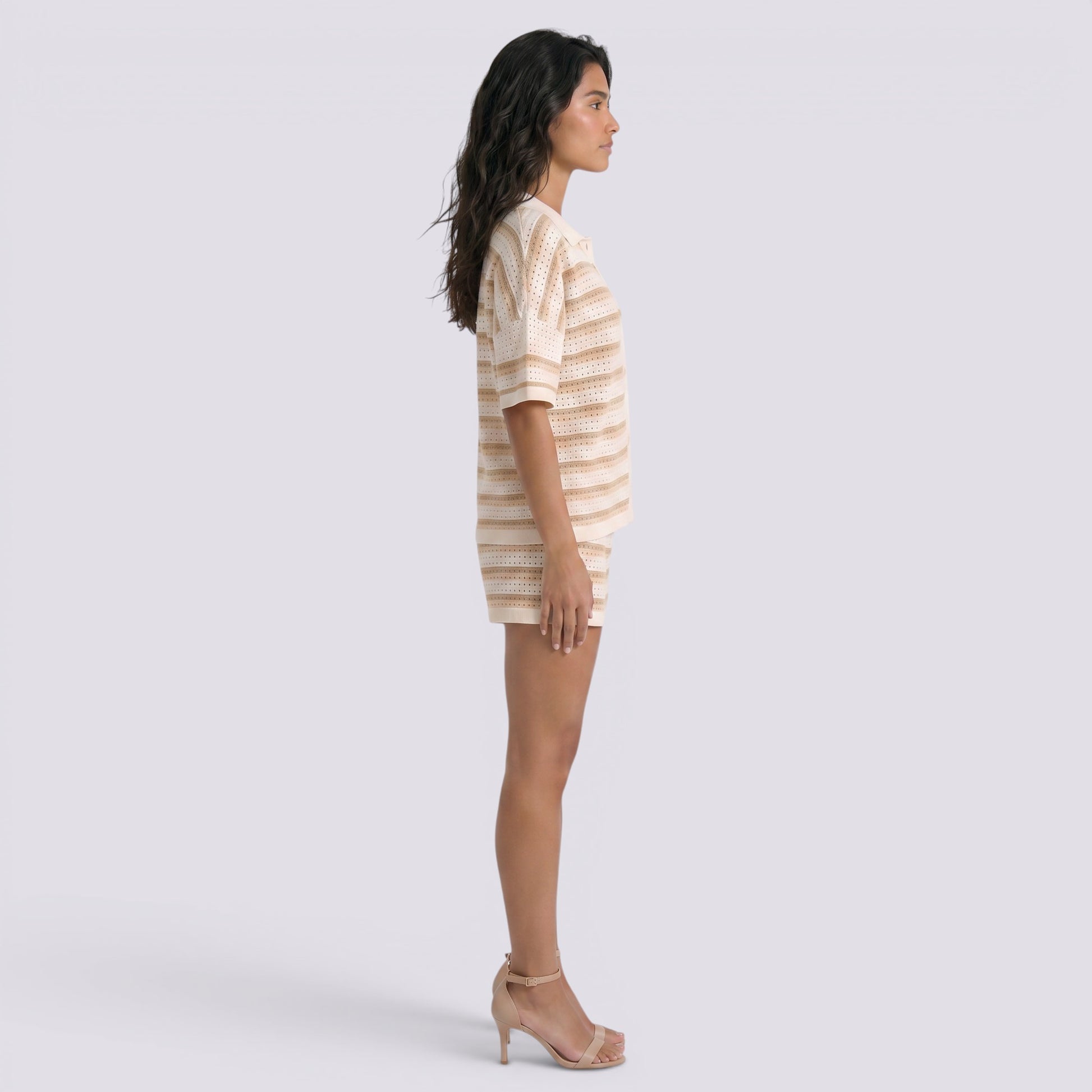 Conjunto Camisa Punto Rayas Mujer