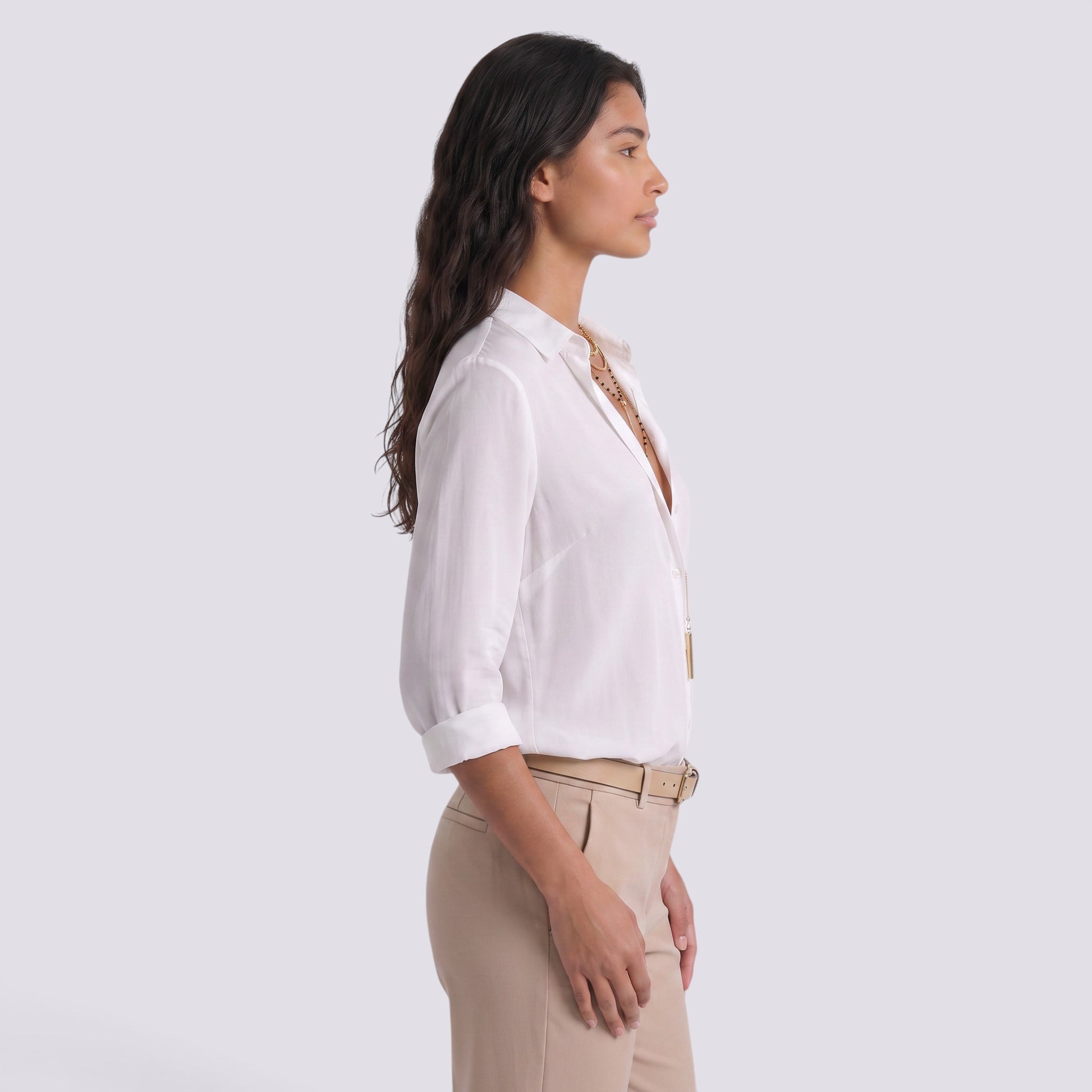Camisa Mujer Manga Larga Escote V Botonada