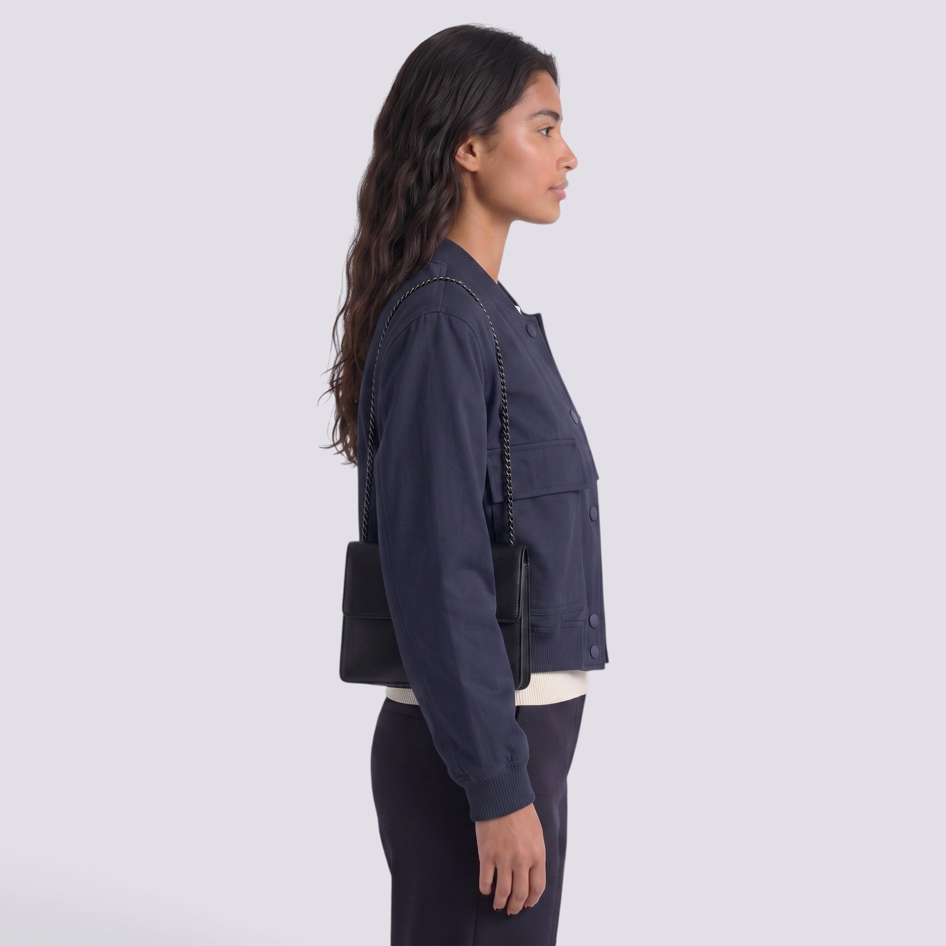 Chaqueta Mujer Cuello Alto Bolsillos Grandes