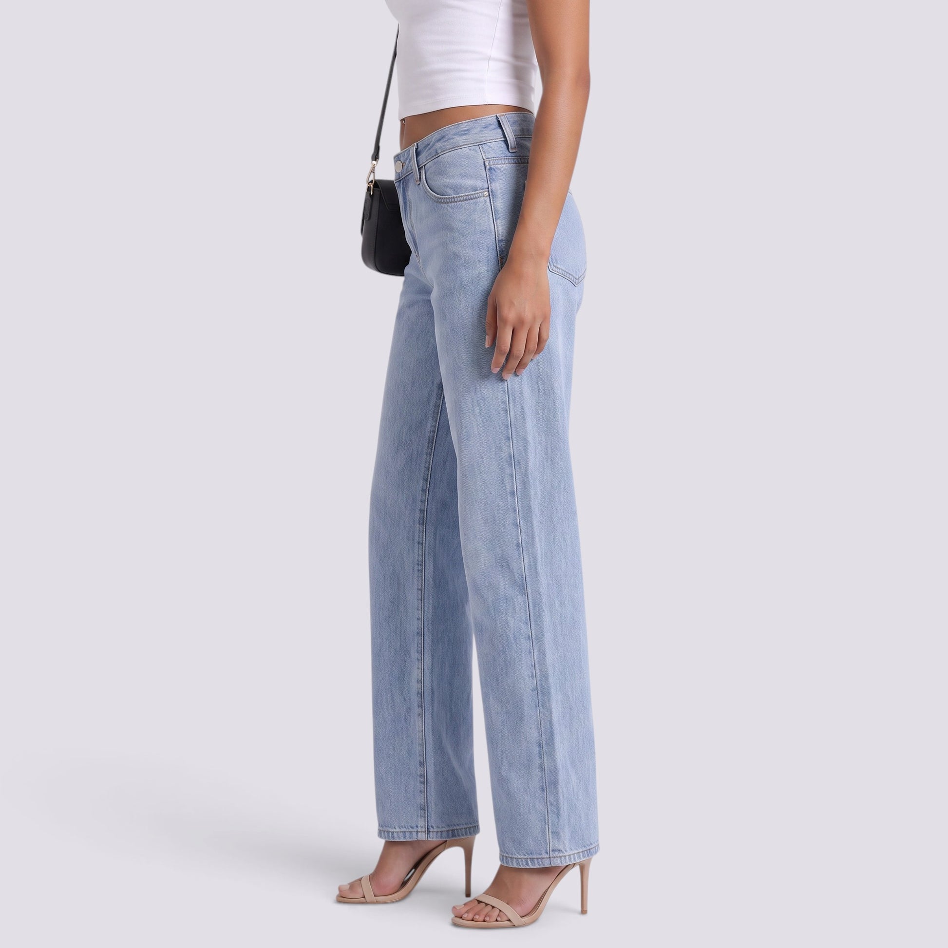Pantalón Vaquero Mujer Pierna Ancha Cintura Alta