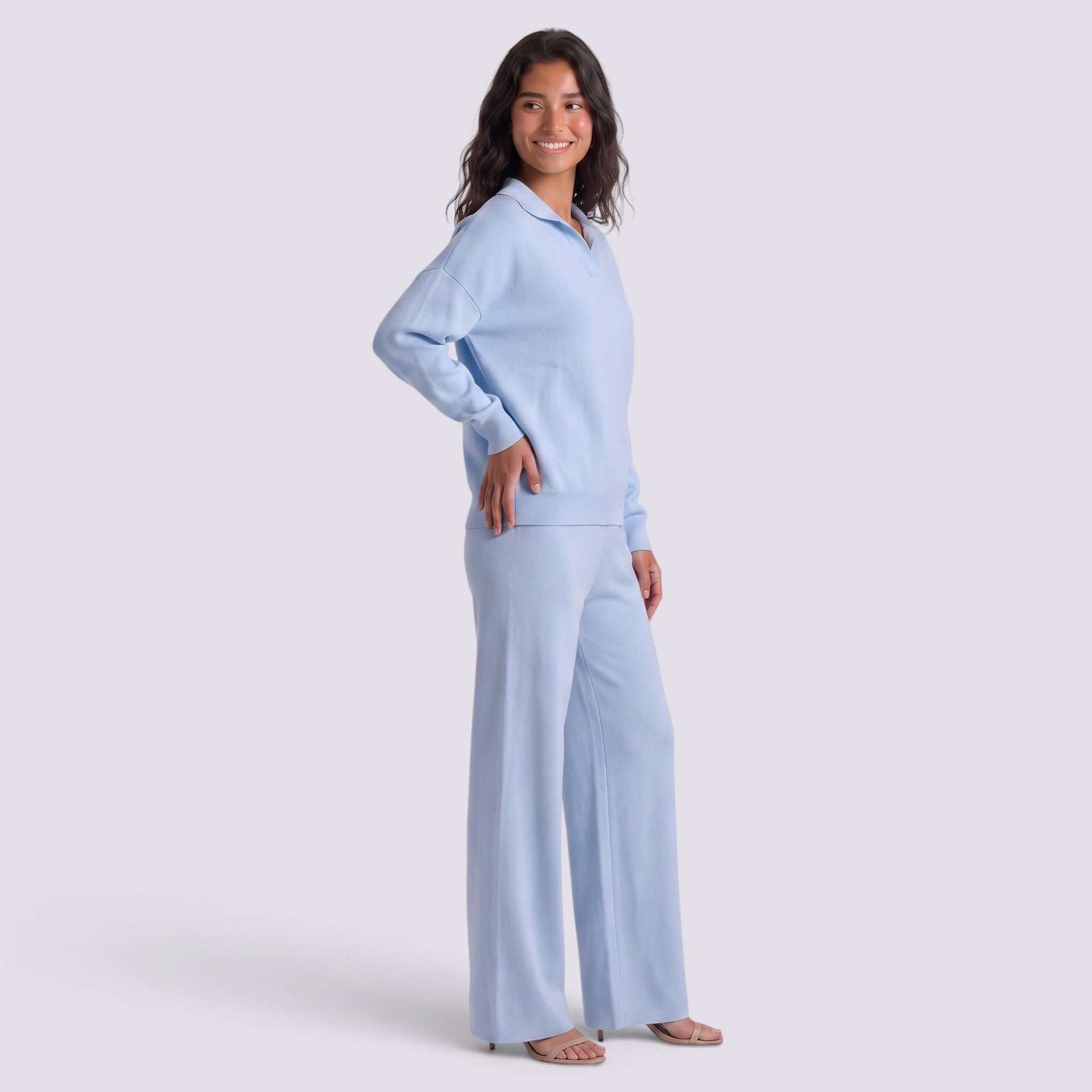Conjunto Punto Mujer Polo Pantalón Ancho