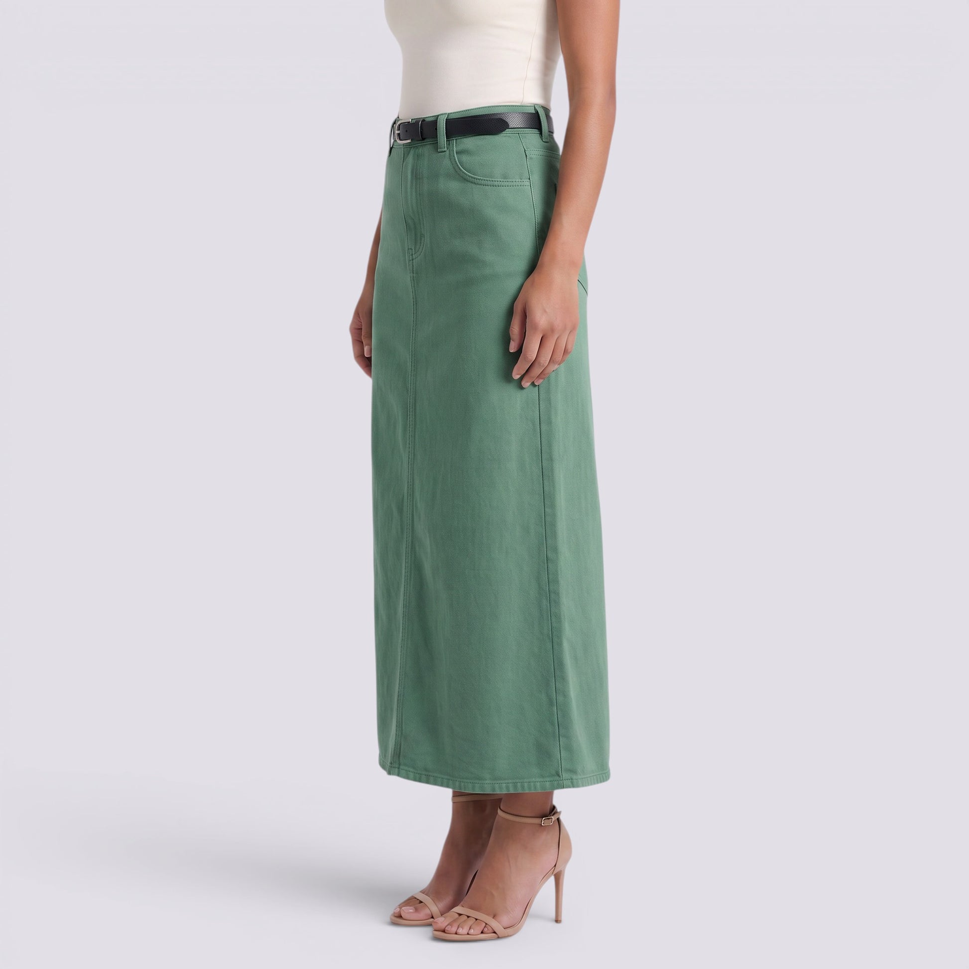 Falda Vaquera Midi Mujer Tiro Alto Vintage