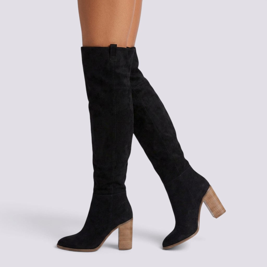 Botas Altas Mujer Punta Fina Ante