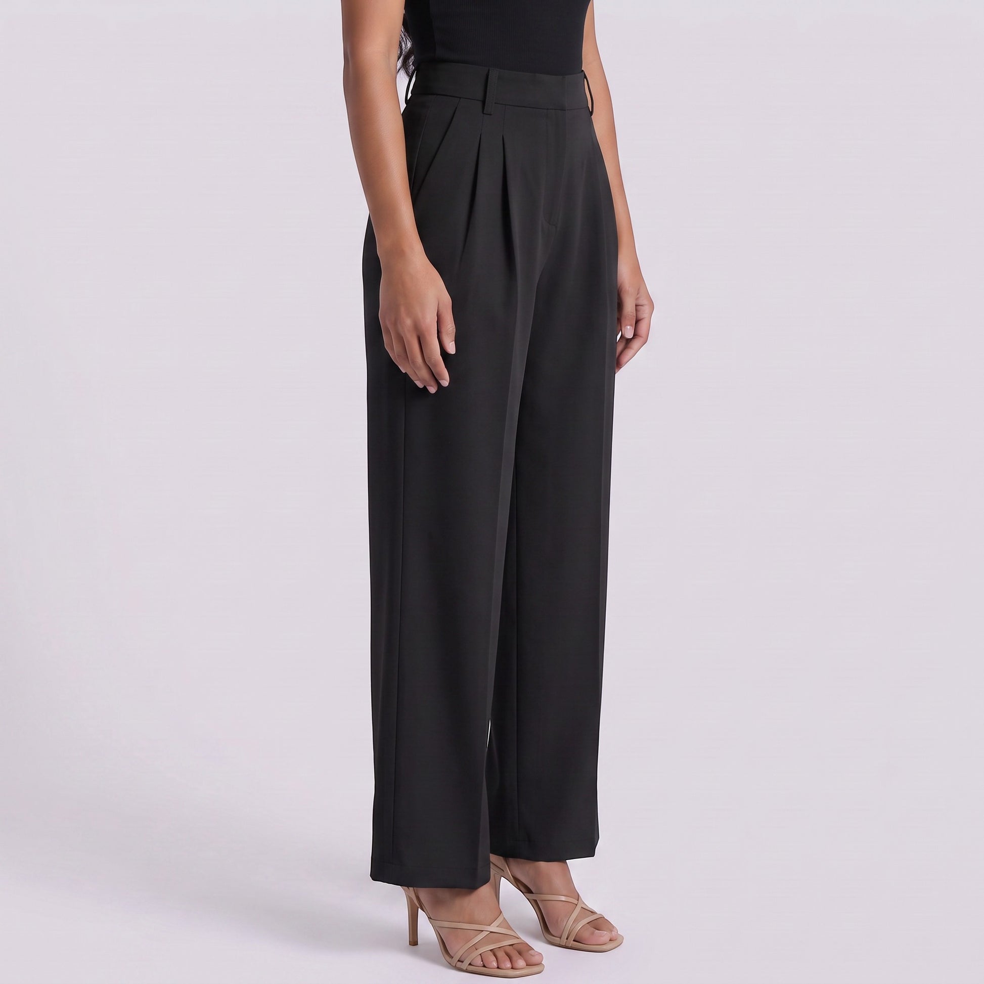 Pantalón Ancho Mujer Cintura Alta con Cordón