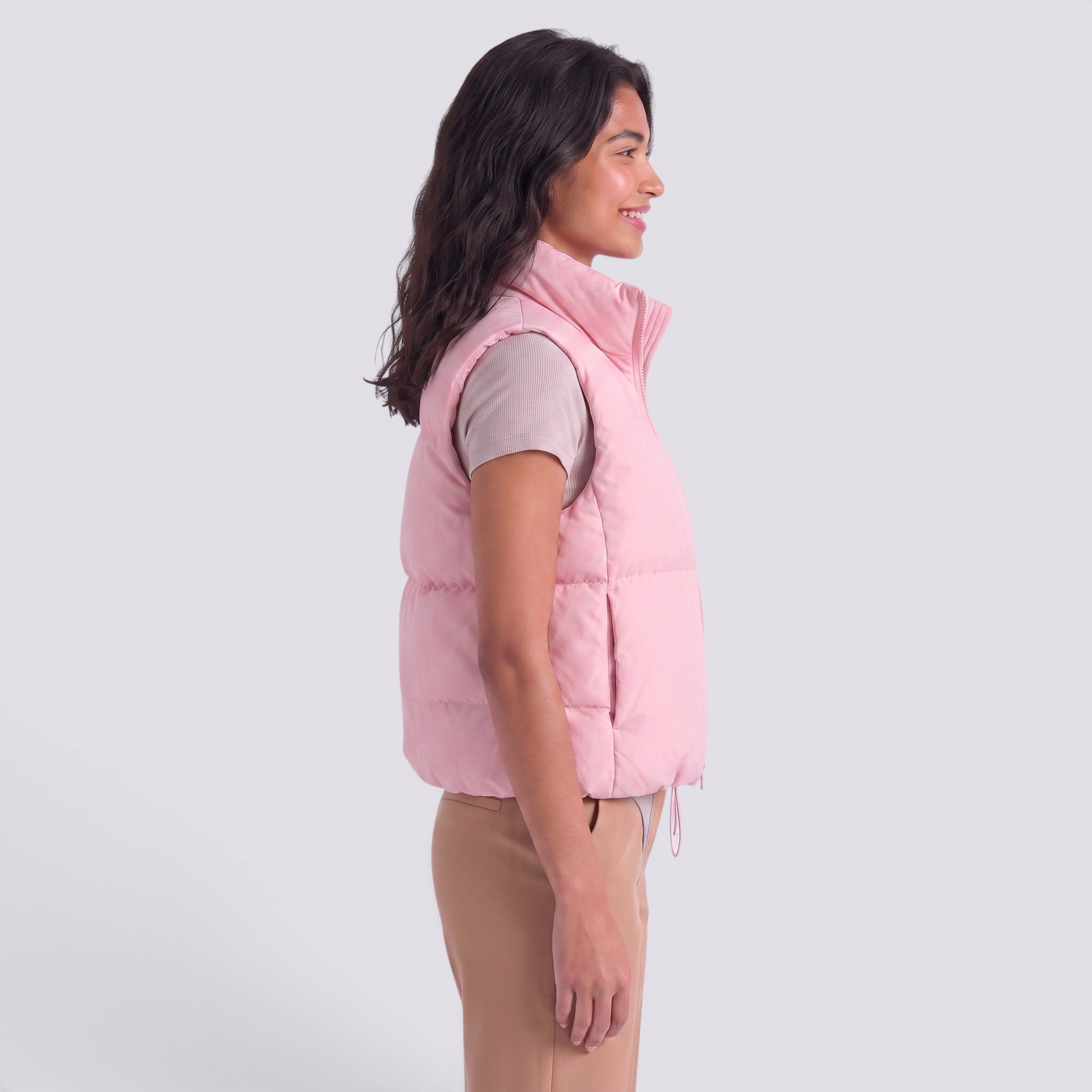 Chaleco Acolchado Corto Mujer Cuello Alto