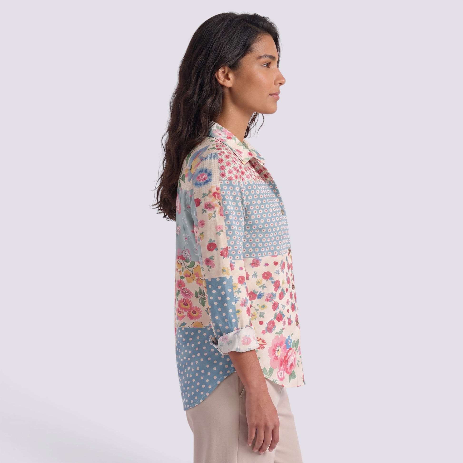 Camisa Mujer Estampado Leopardo Cuello Mao