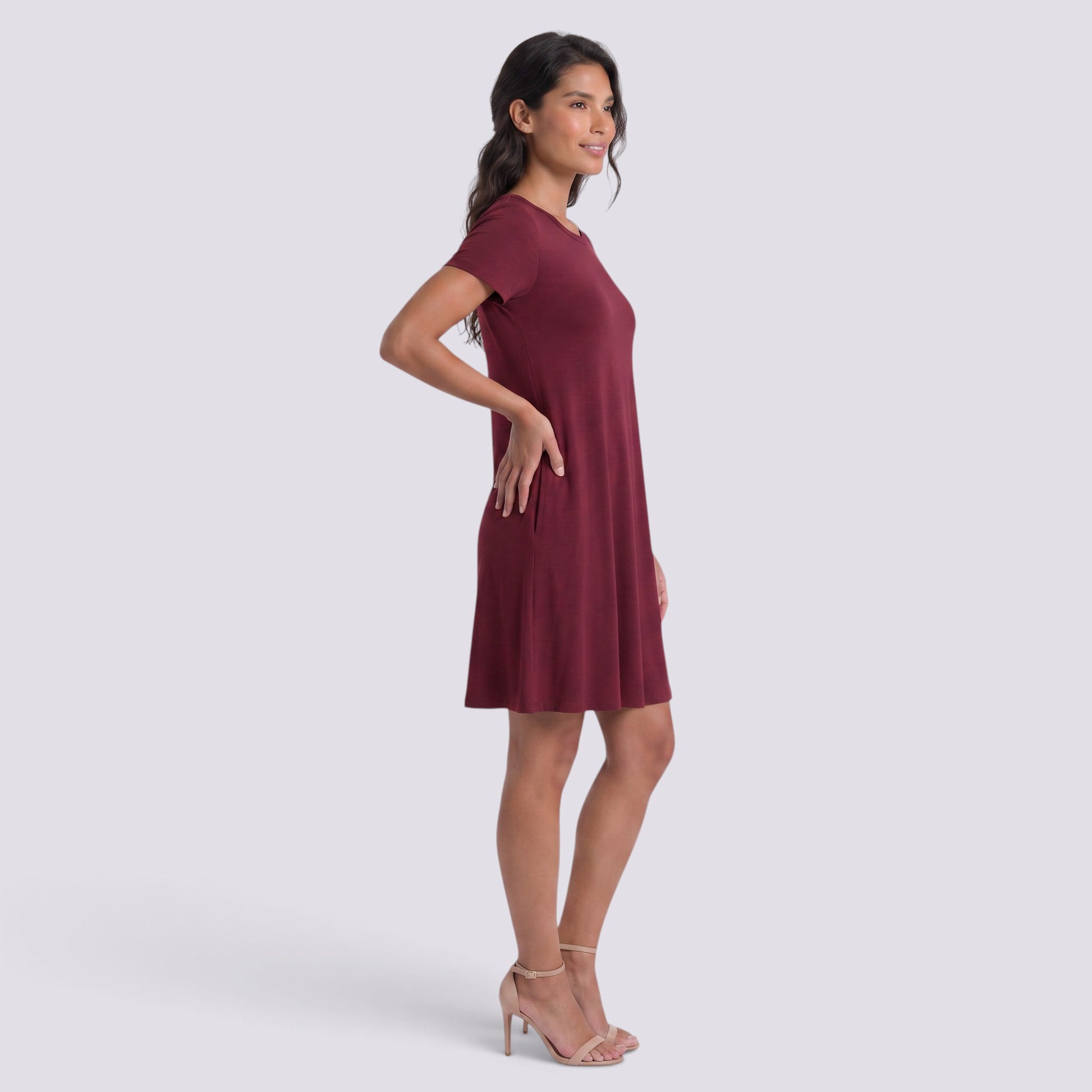 Vestido Corto Mujer Cuello Redondo Línea A
