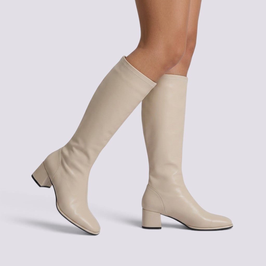 Botas Altas Mujer Tacón Grueso Punta Cuadrada