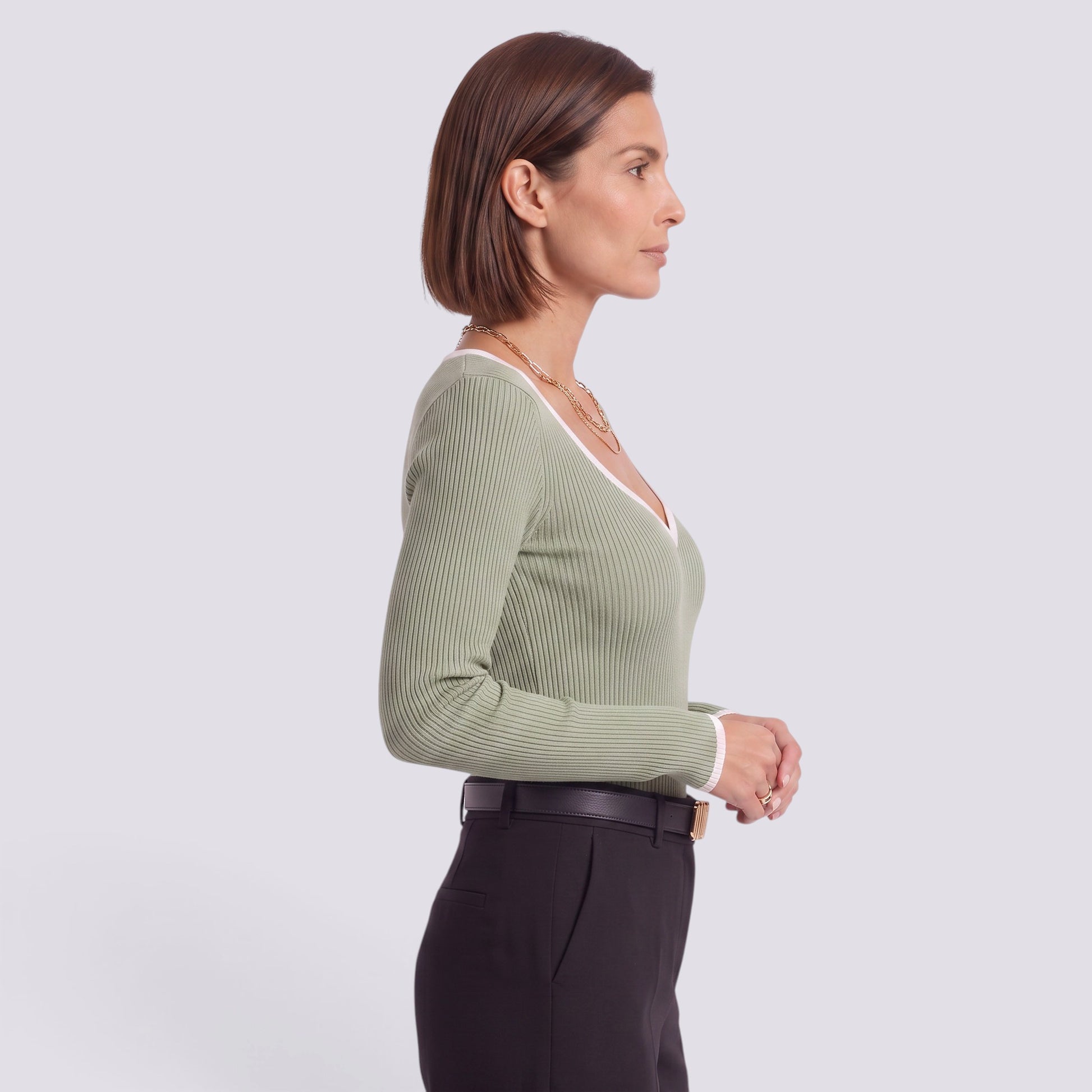 Jersey Mujer Rayas Oversize Cuello Pico