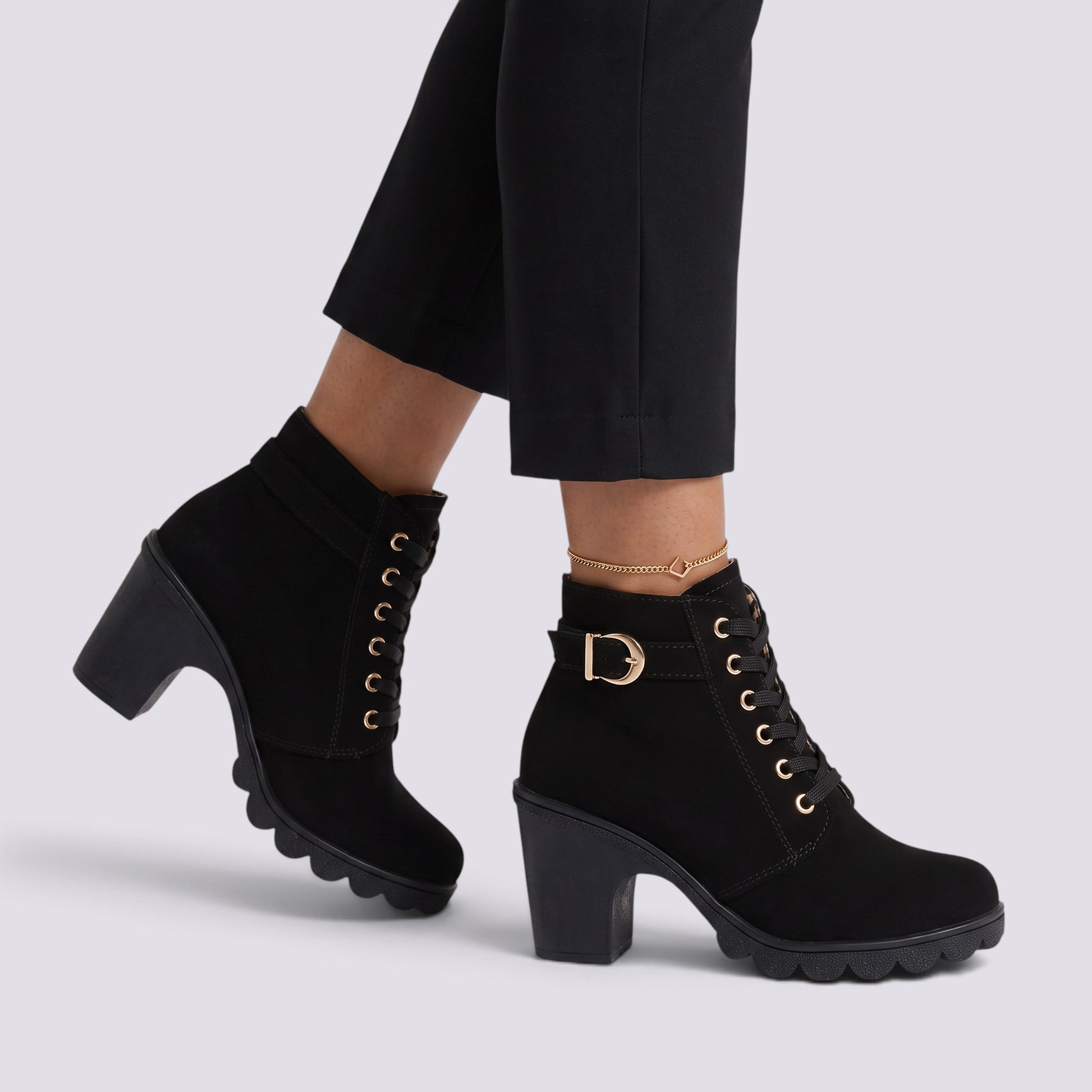 Botines Mujer Tacón con Cordones