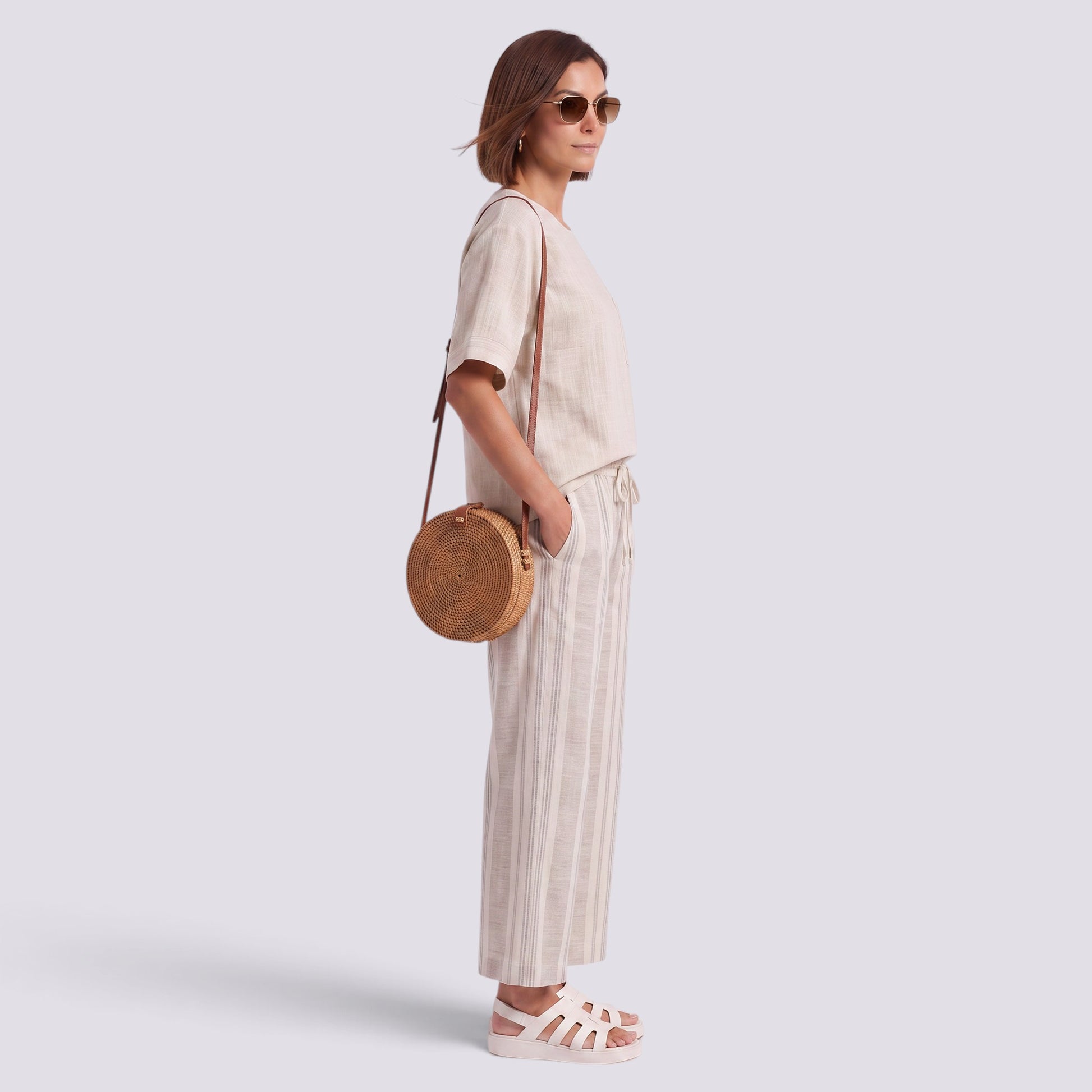 Conjunto Rayas Pantalón Ancho Mujer