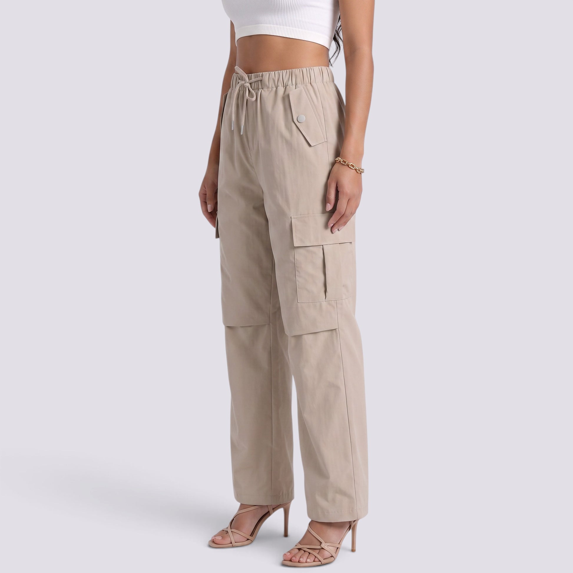 Pantalón Recto Mujer Cintura Alta con Cordón