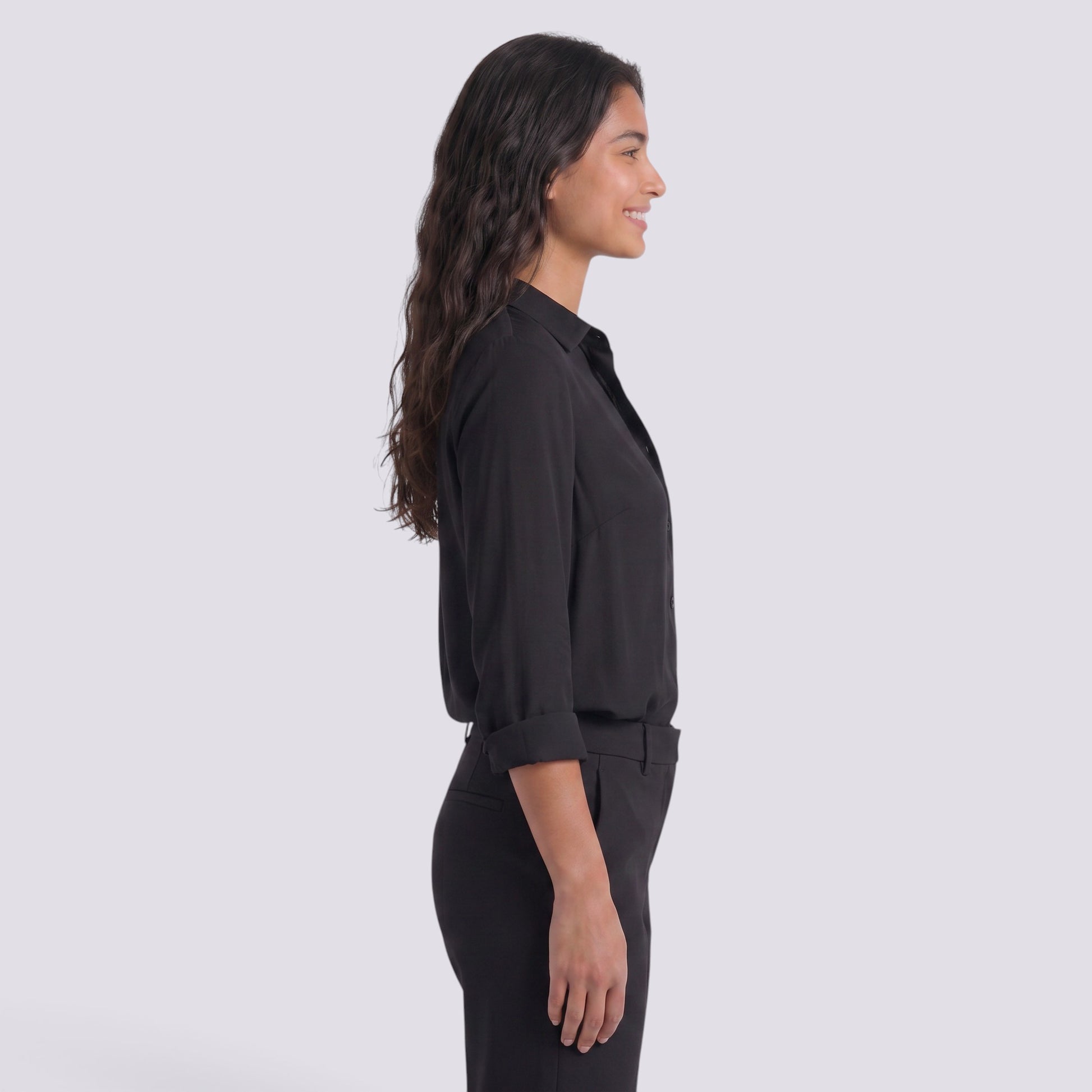 Camisa Mujer Manga Larga Escote V Botonada