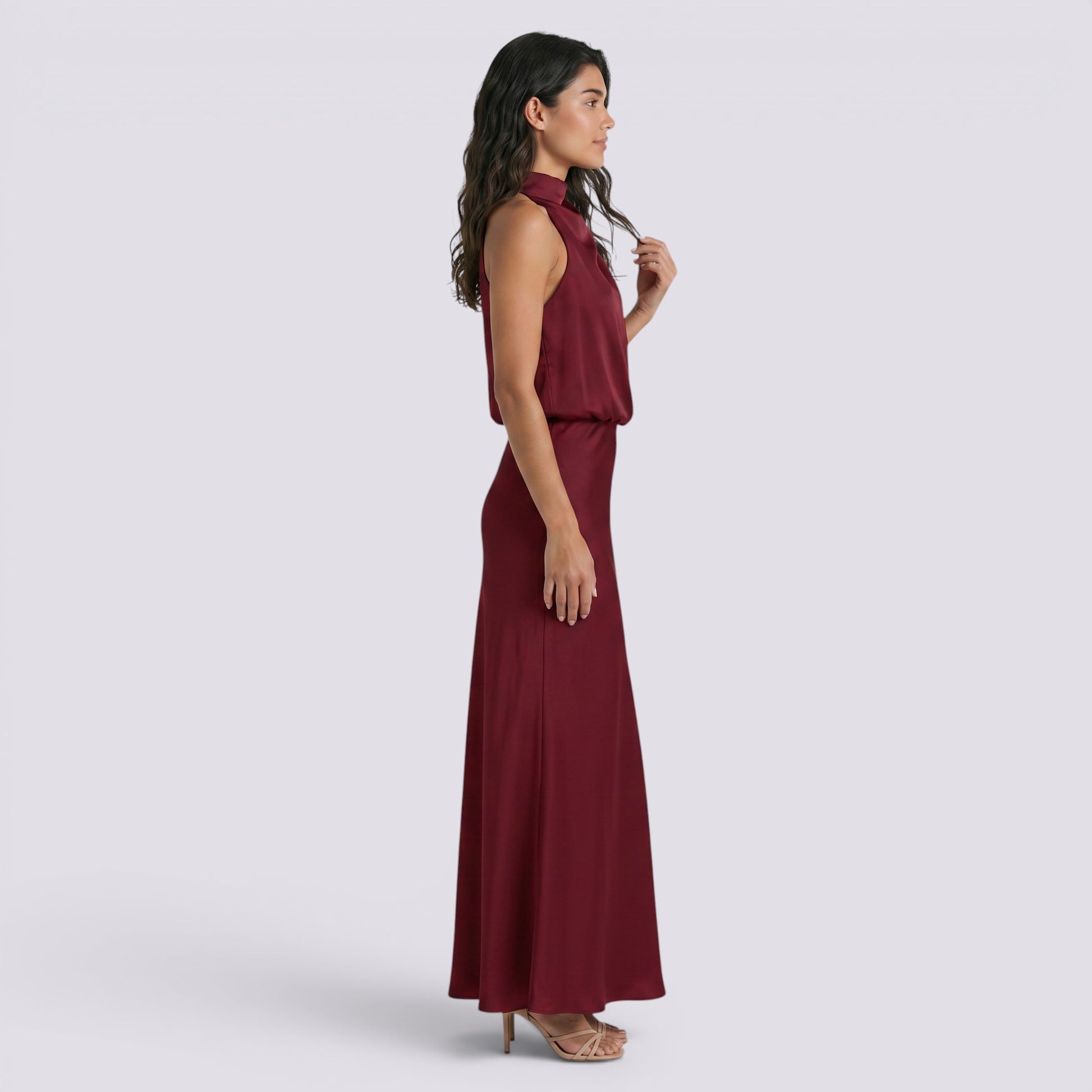 Vestido Largo Mujer Fiesta Satinado