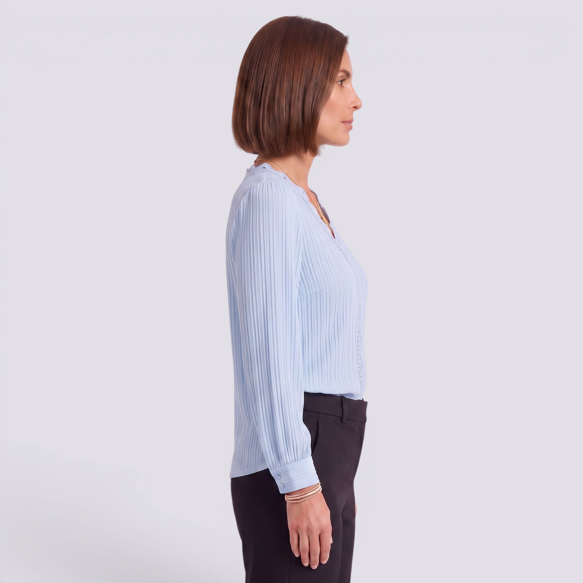 Blusa Mujer Encaje Cuello Pico
