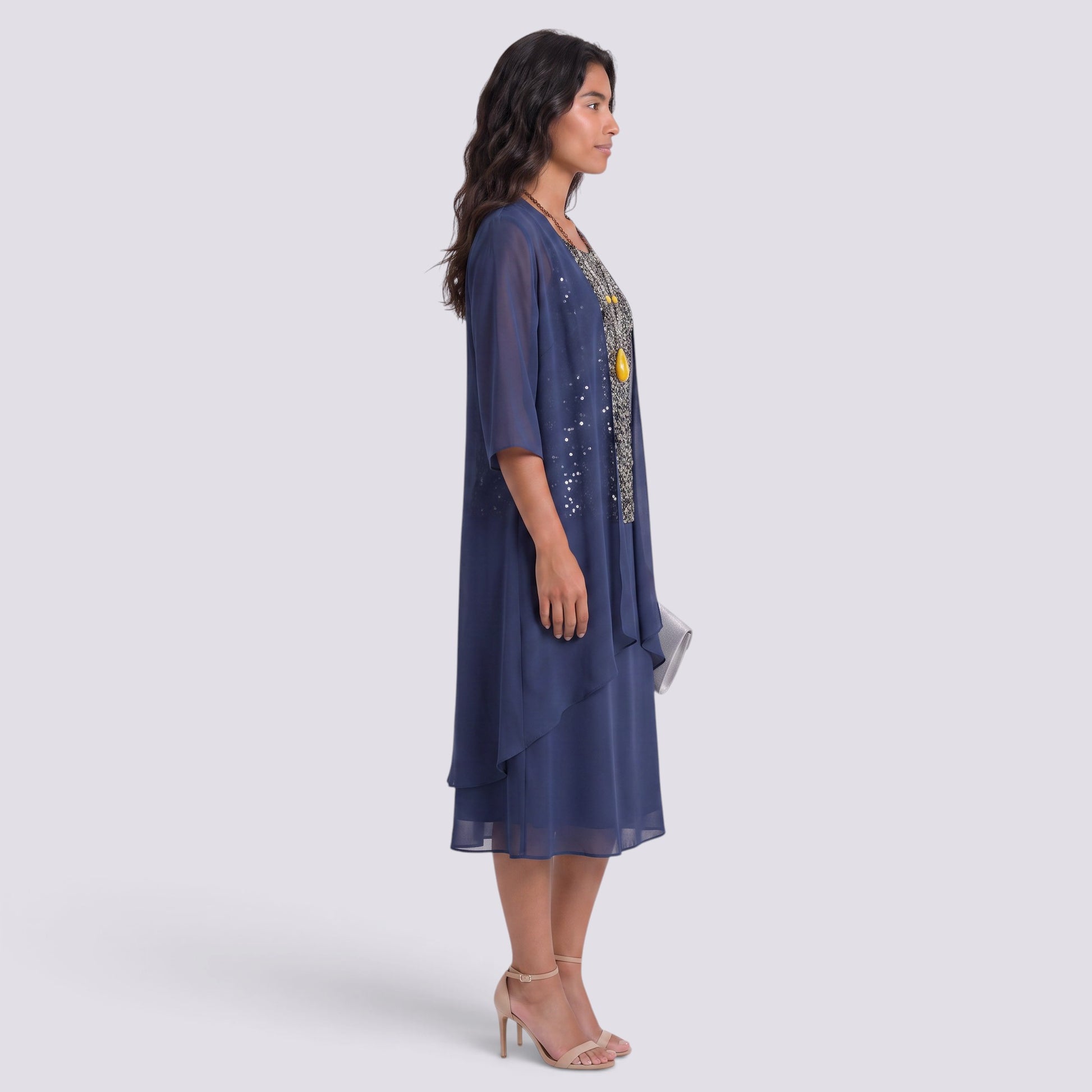Vestido Largo Mujer Dos Piezas Encaje