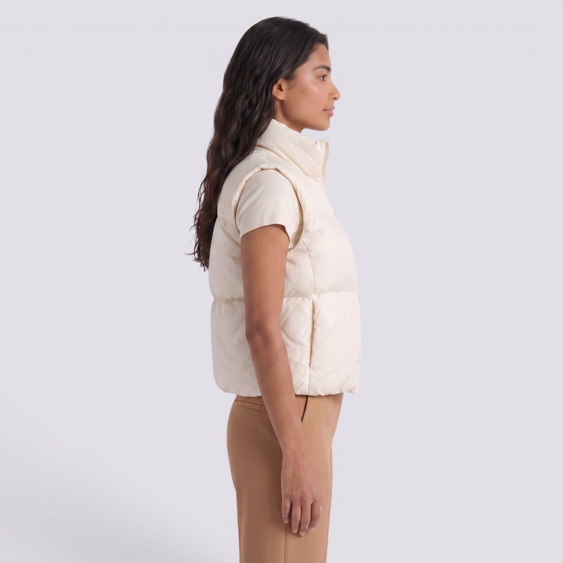 Chaleco Acolchado Corto Mujer Cuello Alto
