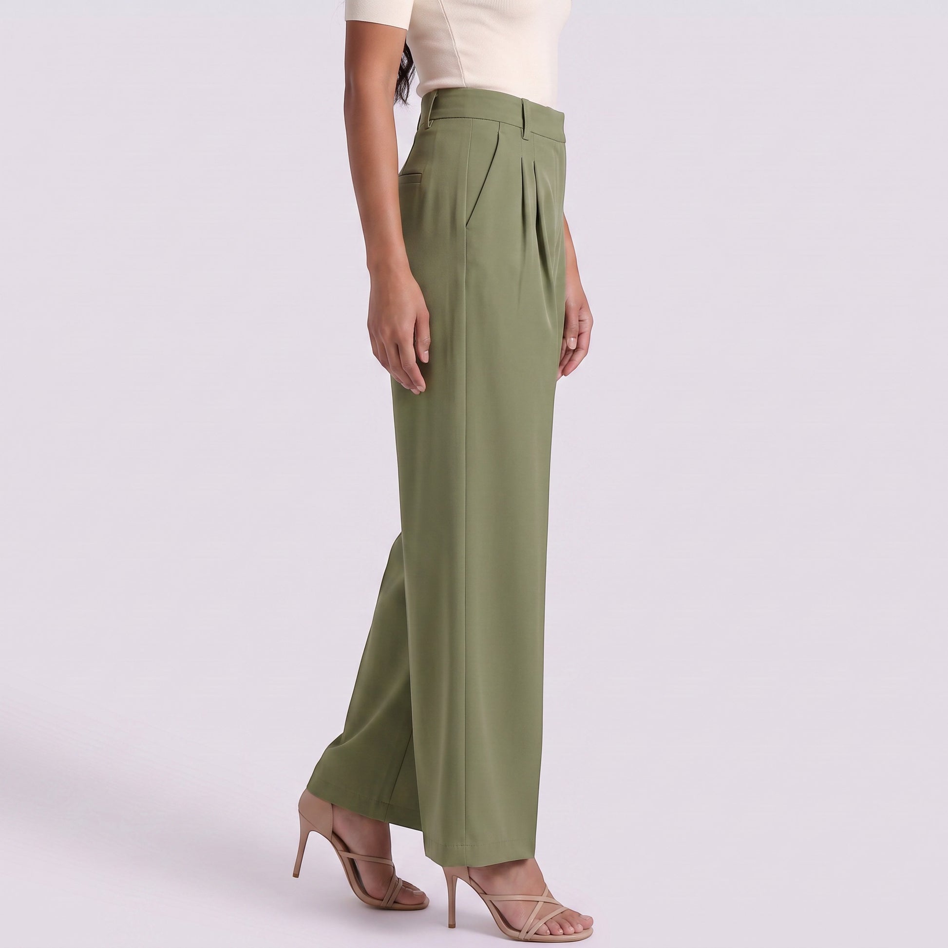 Pantalón Ancho Mujer Cintura Alta con Cordón