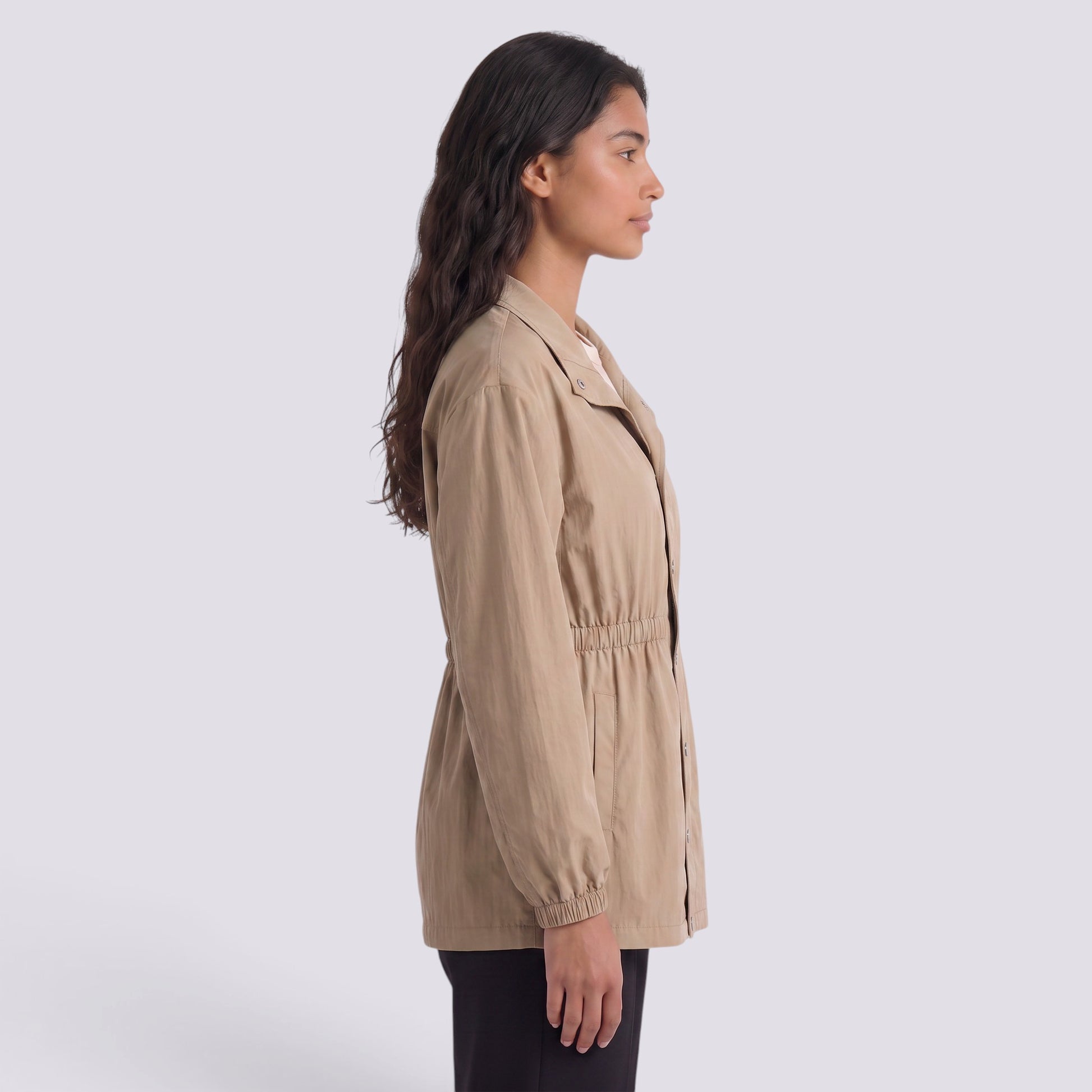 Gabardina Mujer Cortavientos Midi Entallada