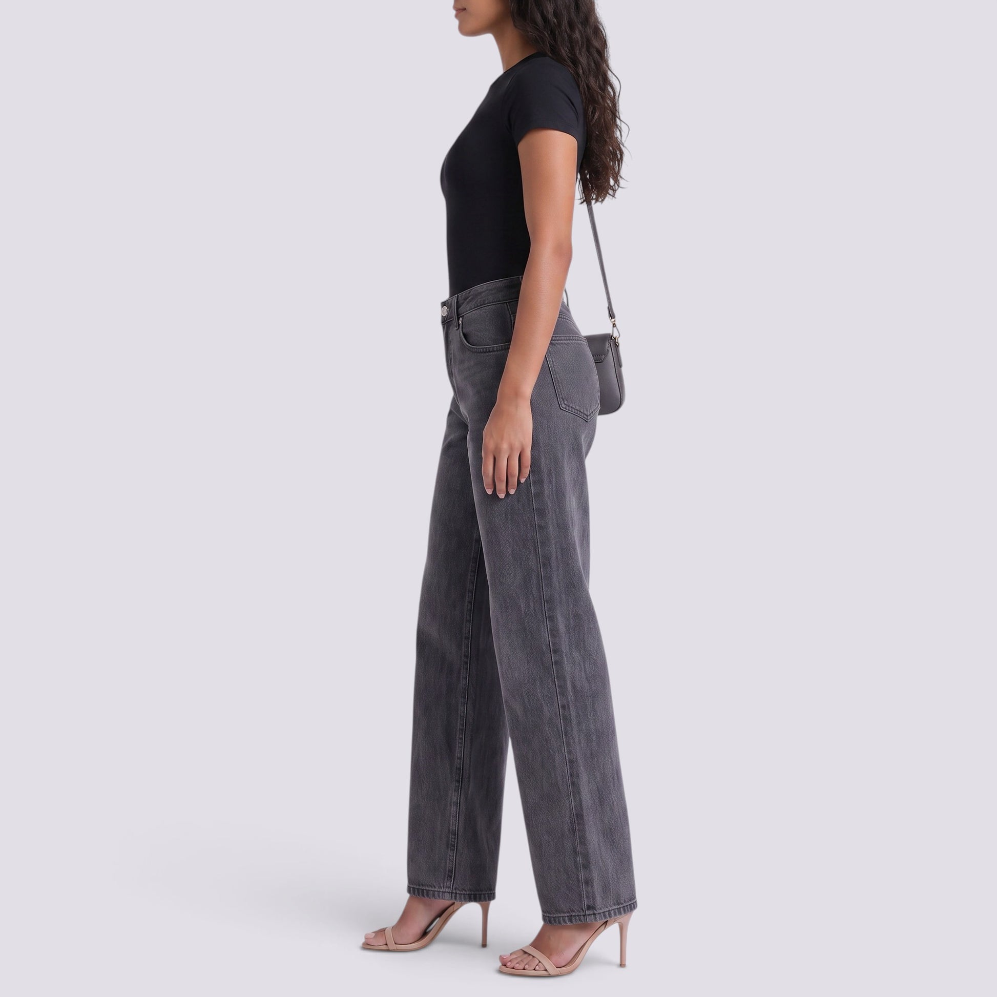 Pantalón Vaquero Mujer Pierna Ancha Cintura Alta