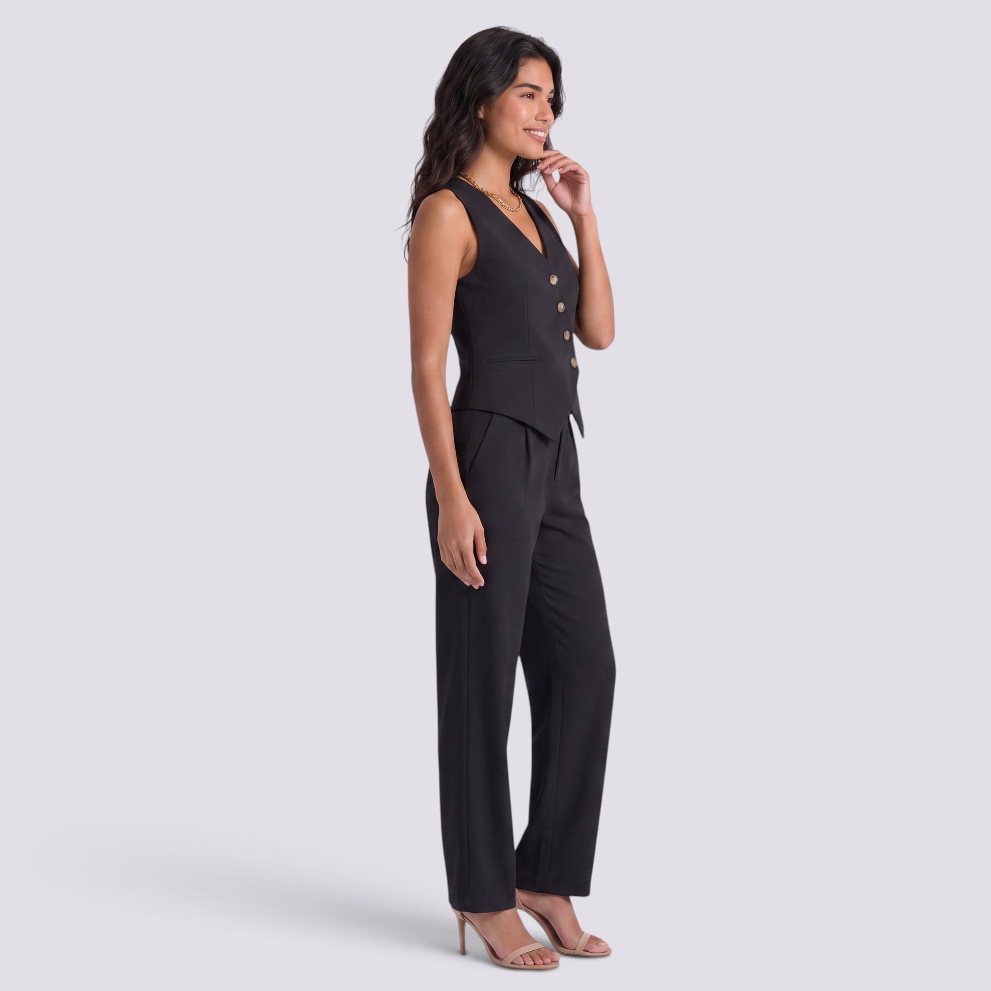 Conjunto Chaleco Pantalón Mujer Recto