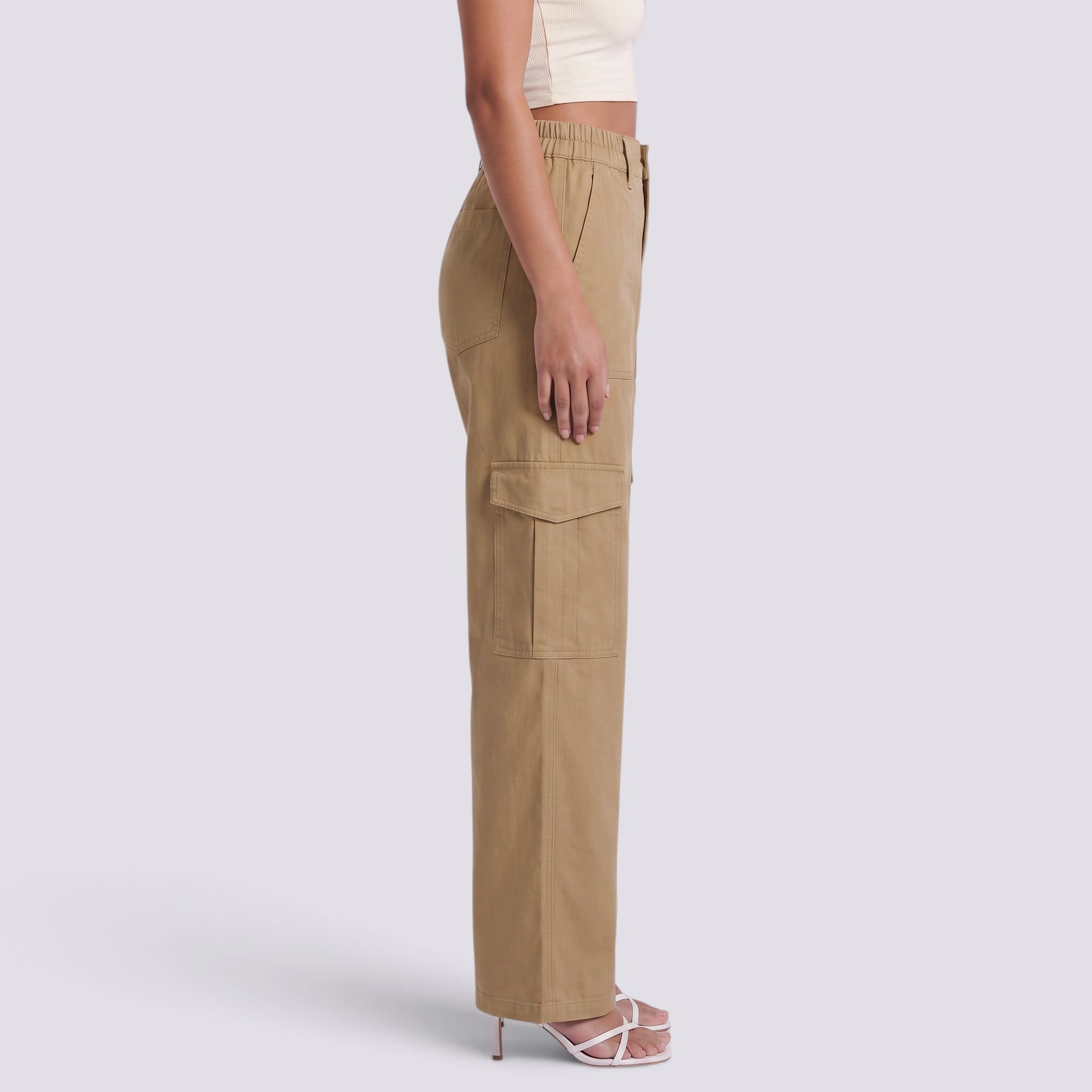 Pantalones Cargo Mujer Tiro Alto Multibolsillos