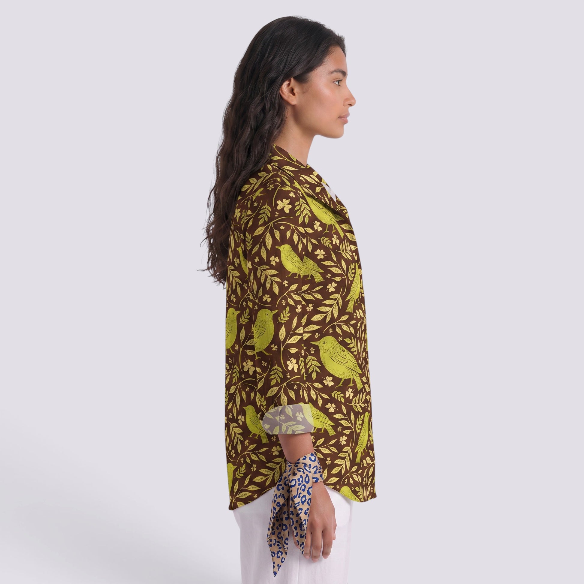 Camisa Mujer Estampado Leopardo Cuello Mao
