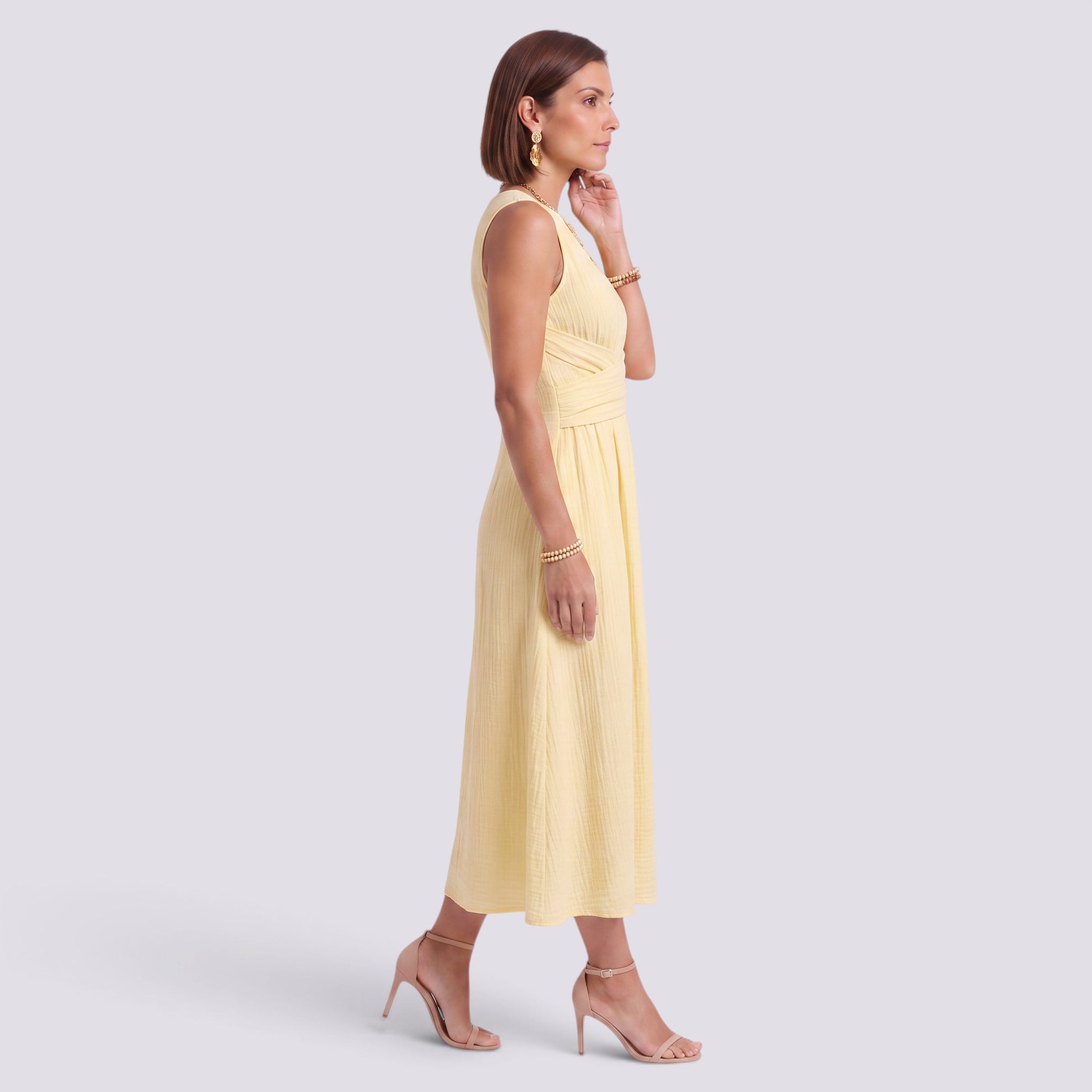 Vestido Cruzado Mujer Elegante Talle Alto