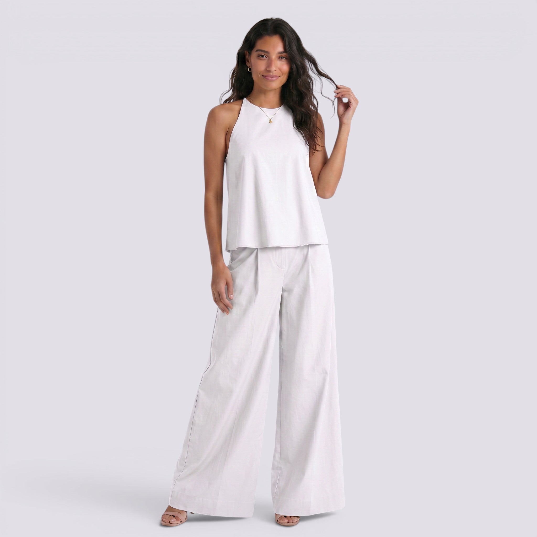 Conjunto Mujer Pantalón Ancho Top Halter