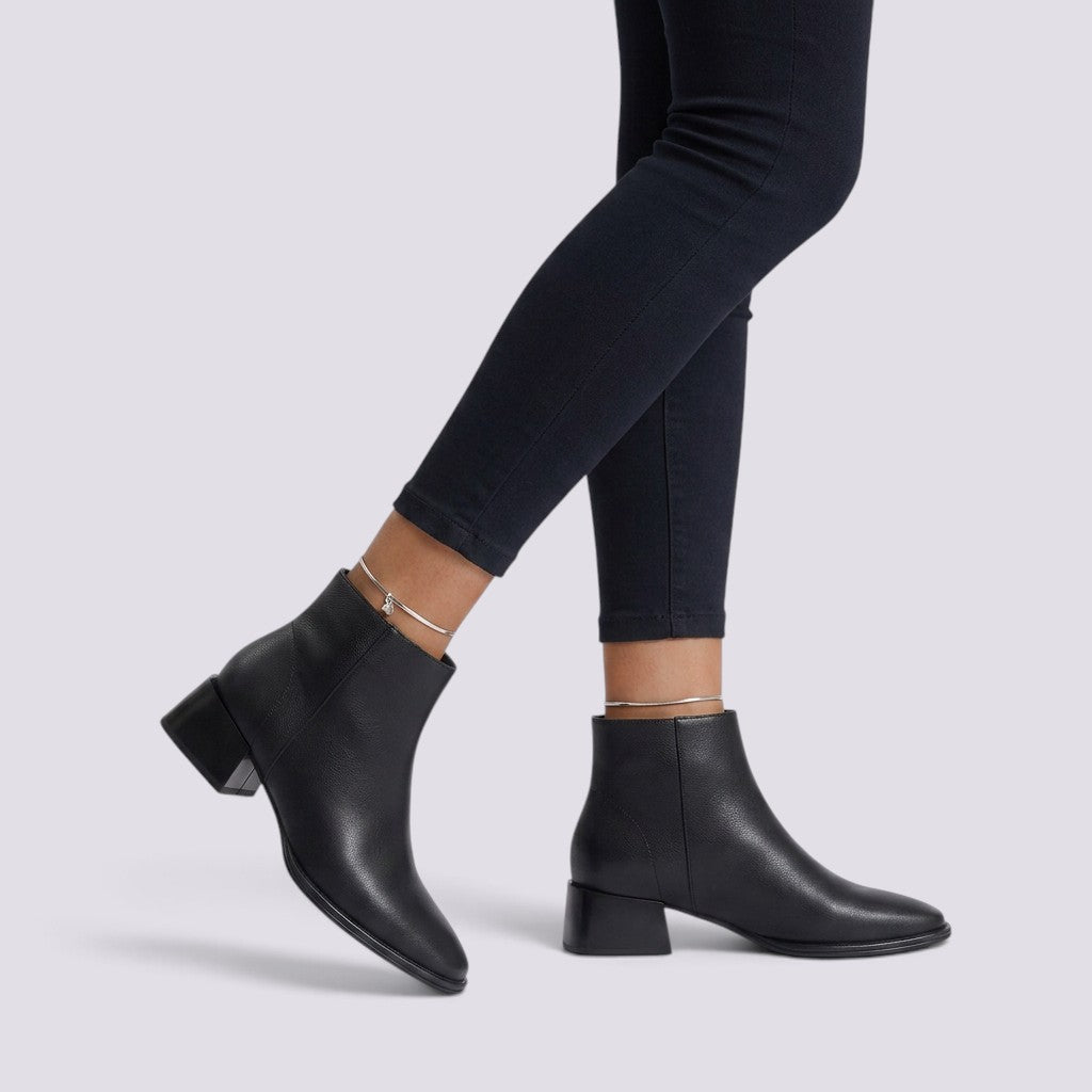 Botines Mujer Piel Tacón Medio Punta Redonda