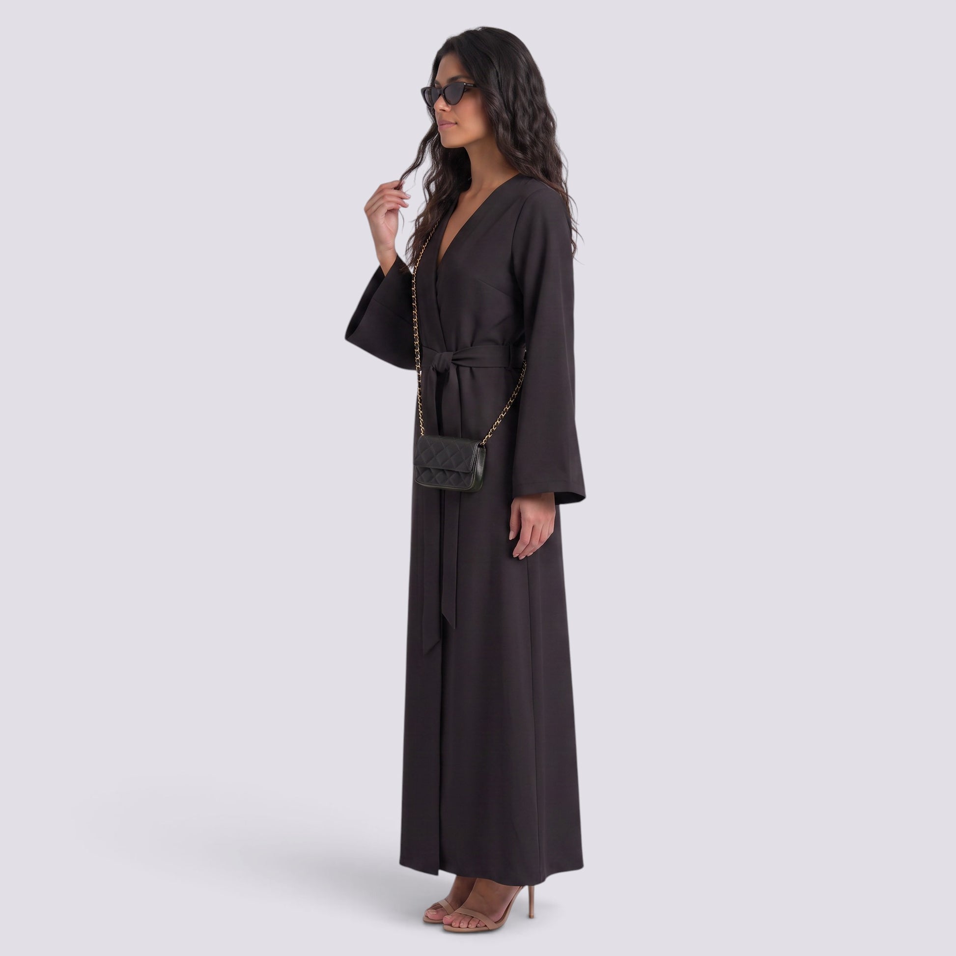Vestido Largo Mujer Manga Larga con Cordones