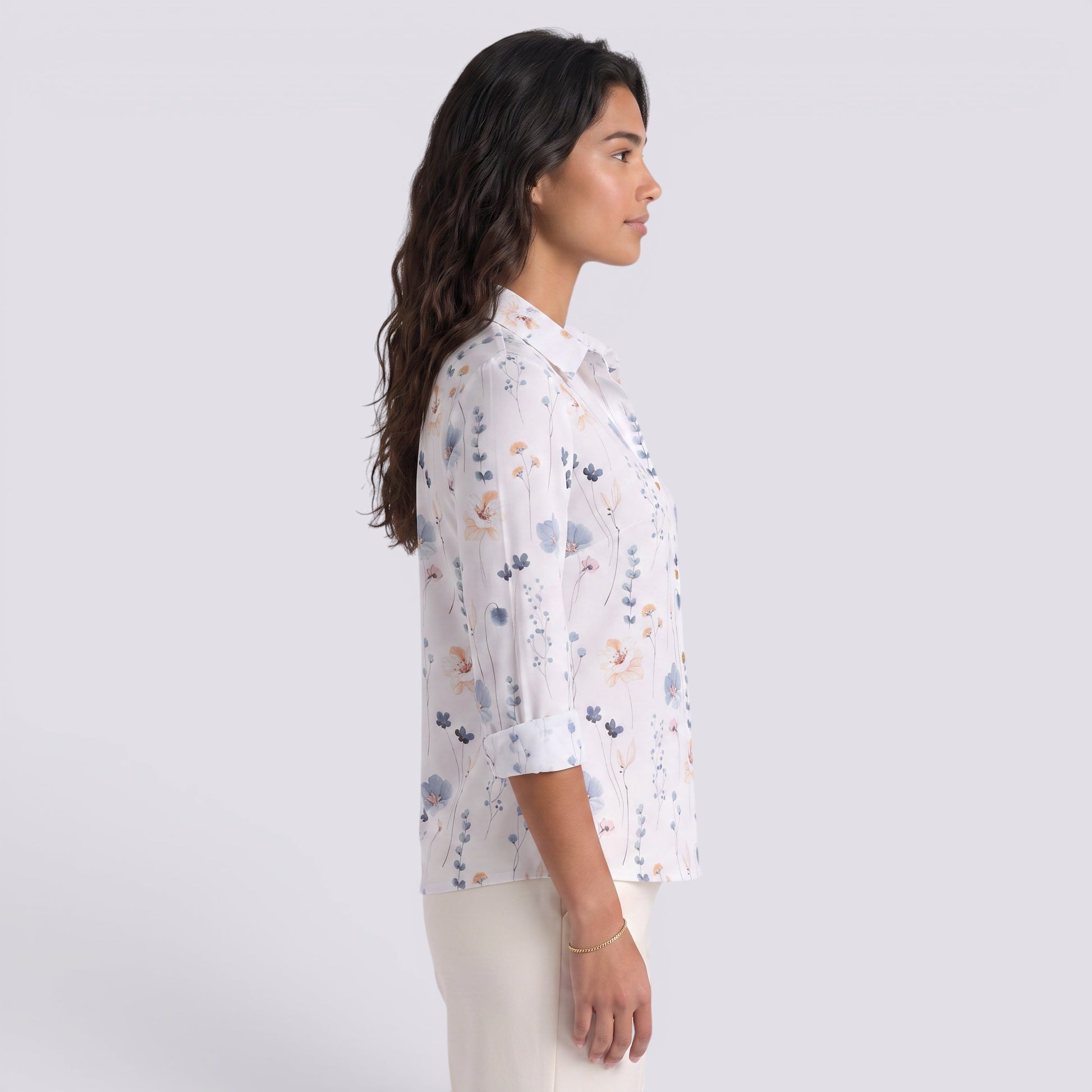 Camisa Mujer Estampado Floral Manga Larga