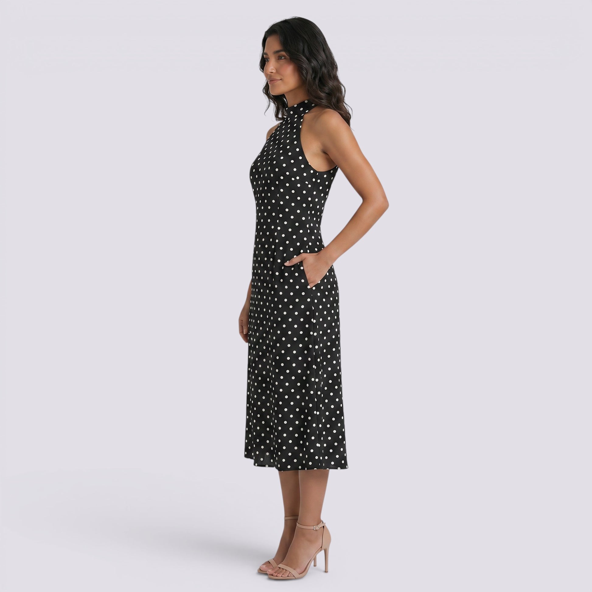 Vestido Halter Lunares Mujer Verano