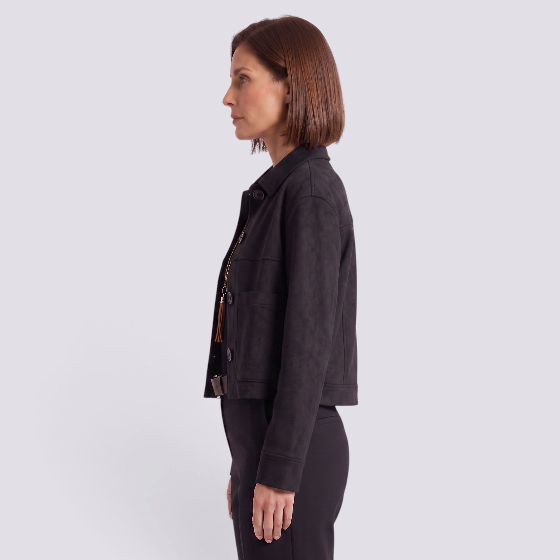 Chaqueta Corta Mujer Efecto Ante
