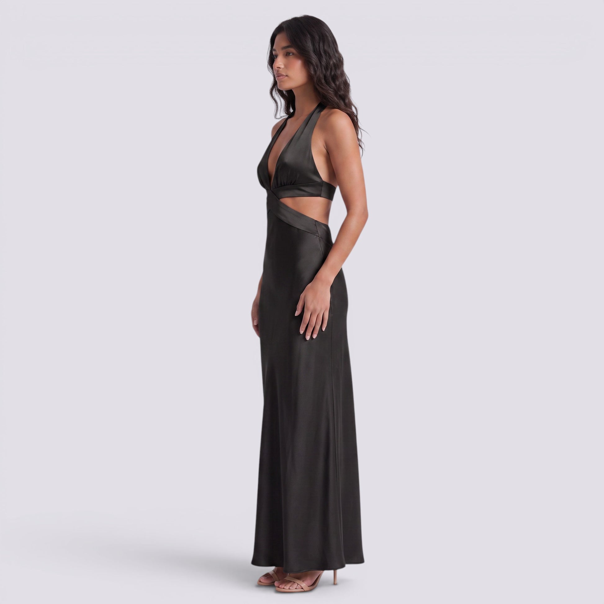 Vestido Largo Mujer Halter de Fiesta Abertura