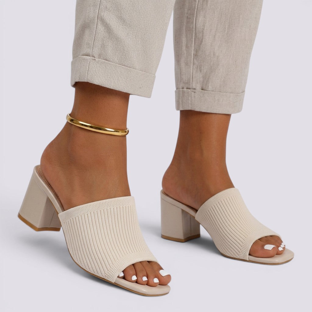 Sandalias Tacón Mujer Elegantes Punta Abierta