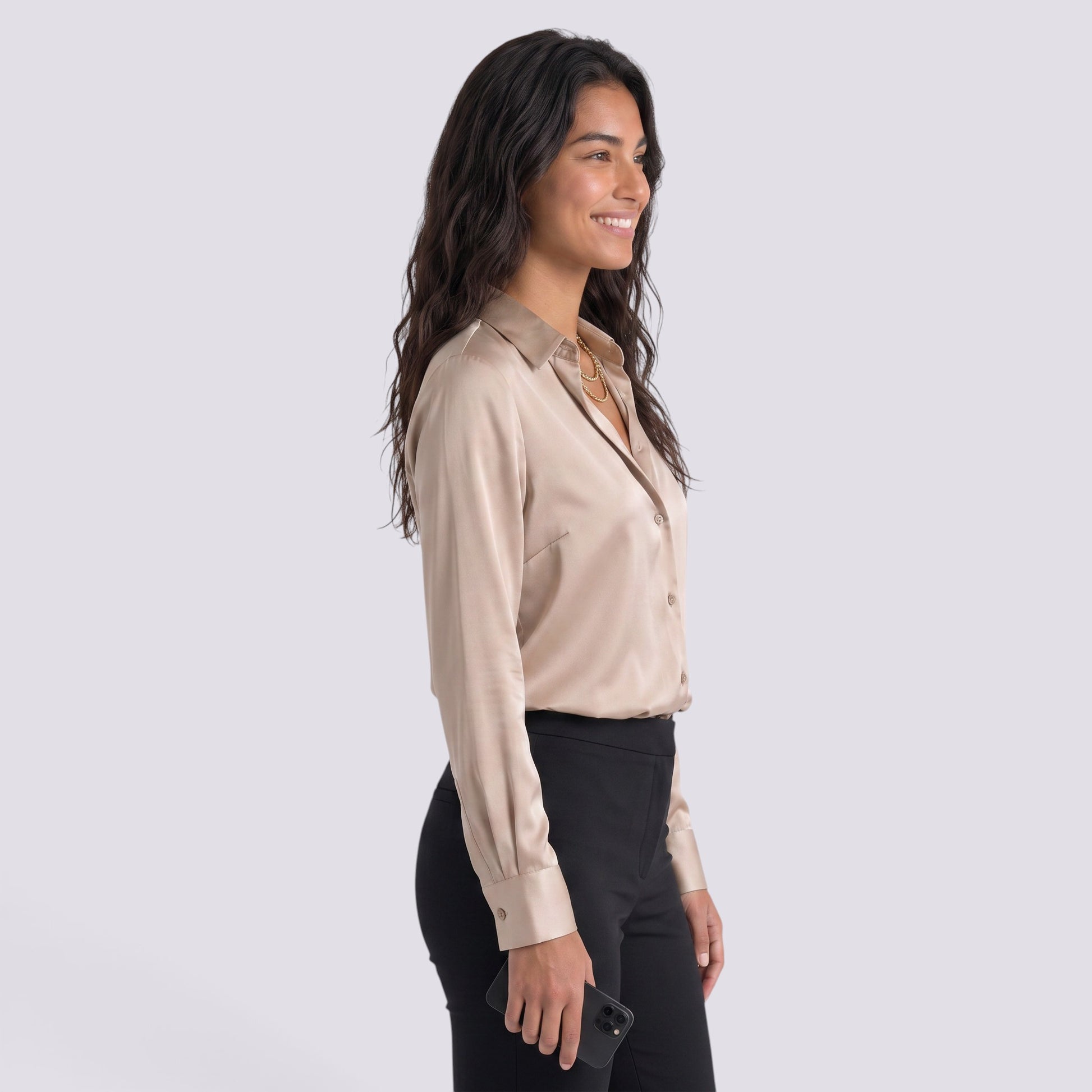 Blusa Mujer Manga Larga con Solapa