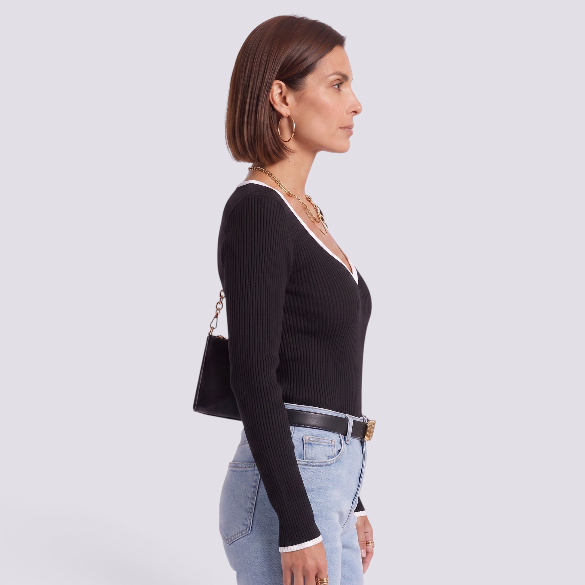 Jersey Mujer Rayas Oversize Cuello Pico