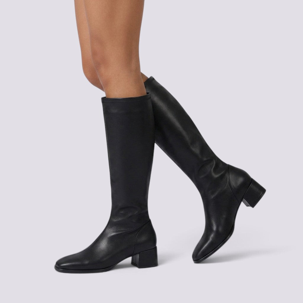 Botas Altas Mujer Tacón Grueso Punta Cuadrada