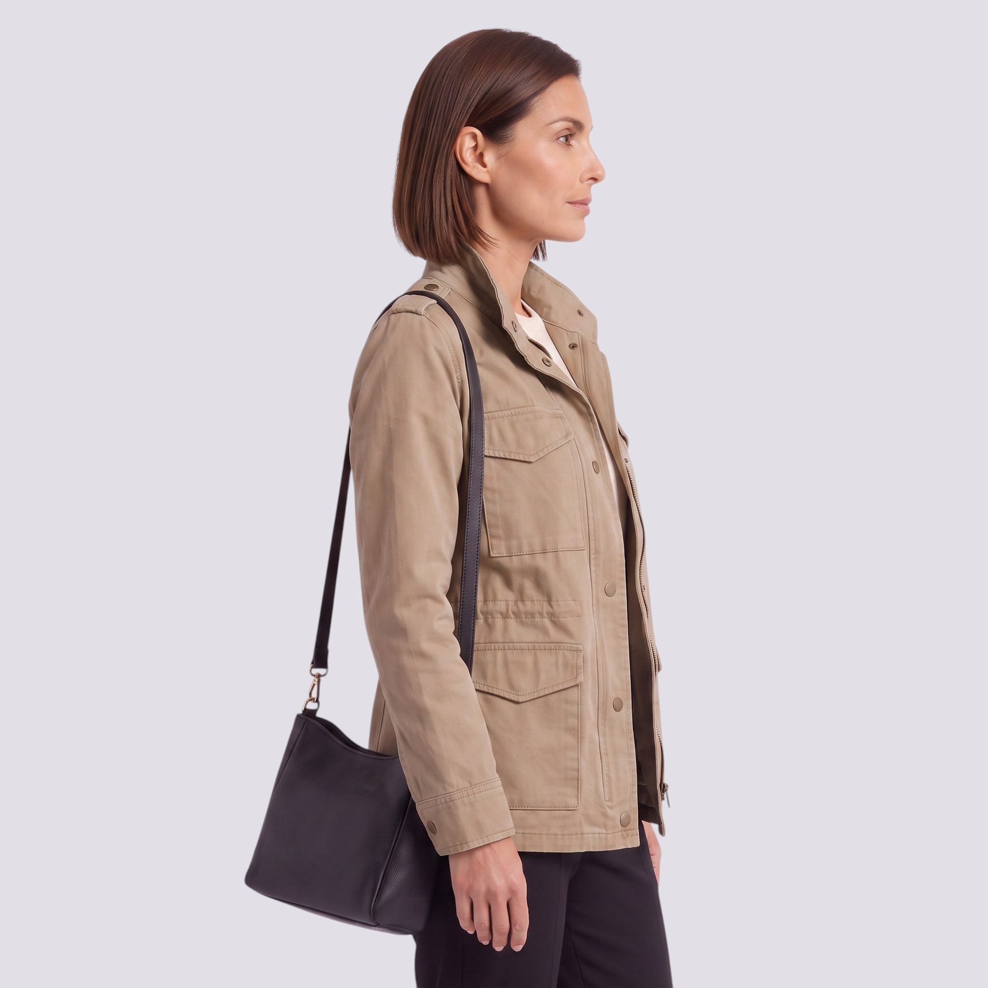 Chaqueta Mujer Holgada con Cremallera Solapa
