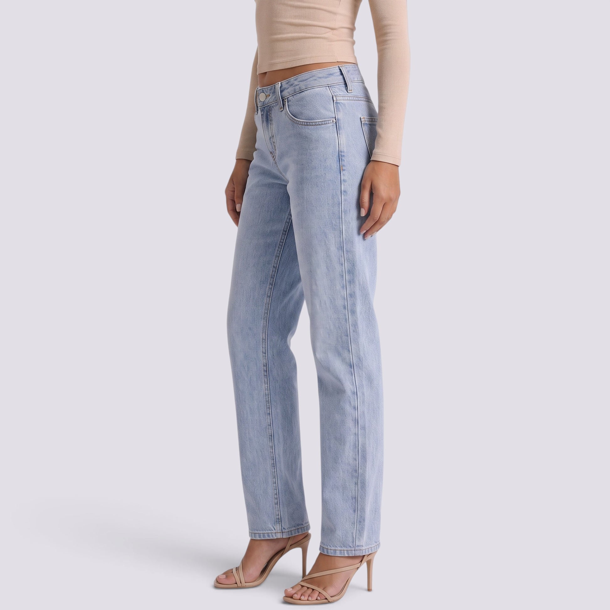 Pantalones Vaqueros Mujer Rectos Tiro Bajo
