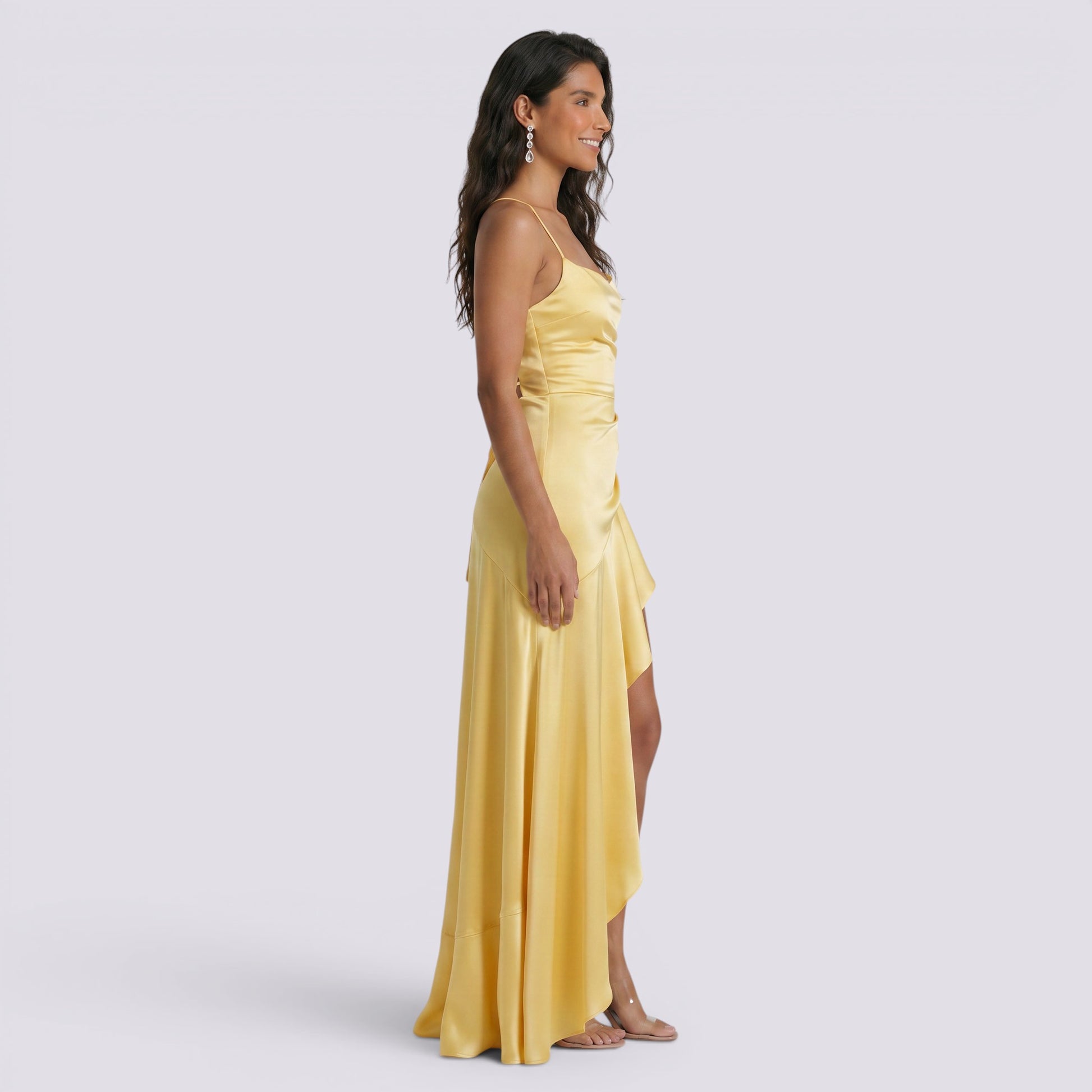 Vestido Largo Fiesta Mujer Satinado Descubierta