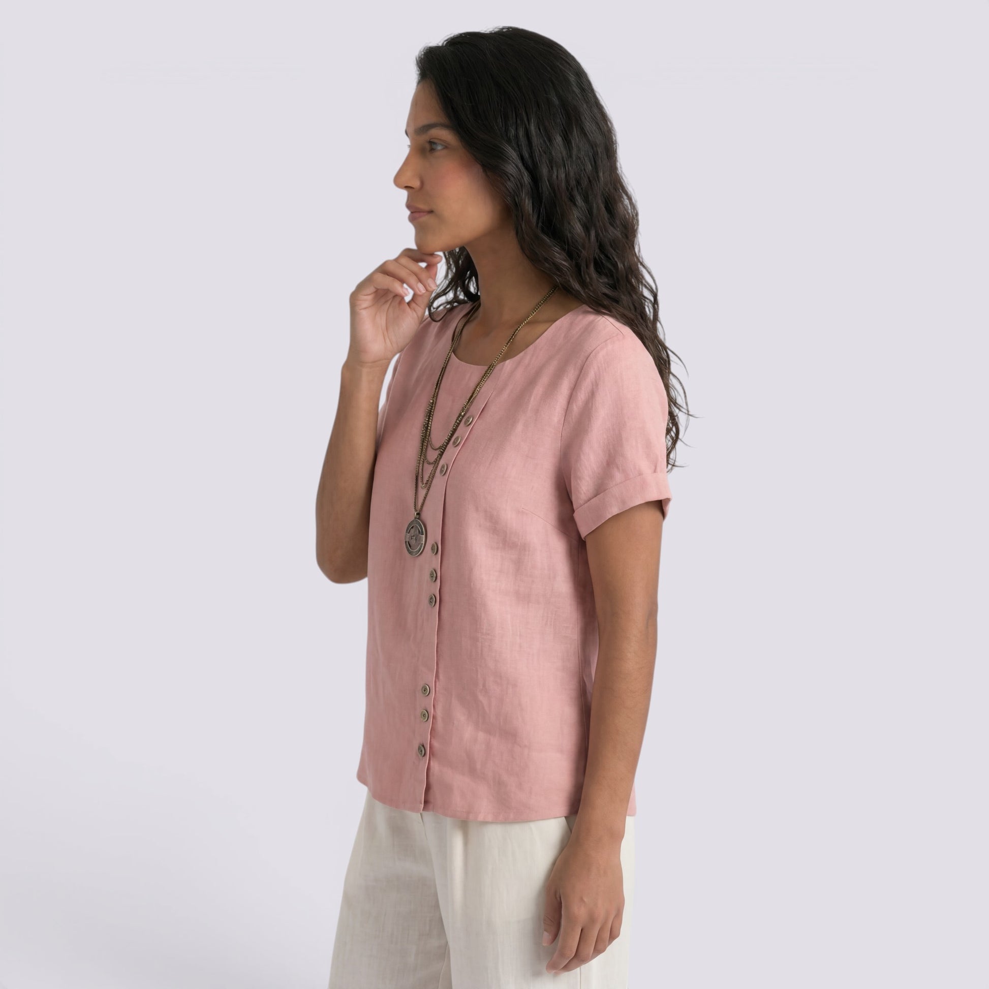 Blusa Lino Mujer Verano Corta
